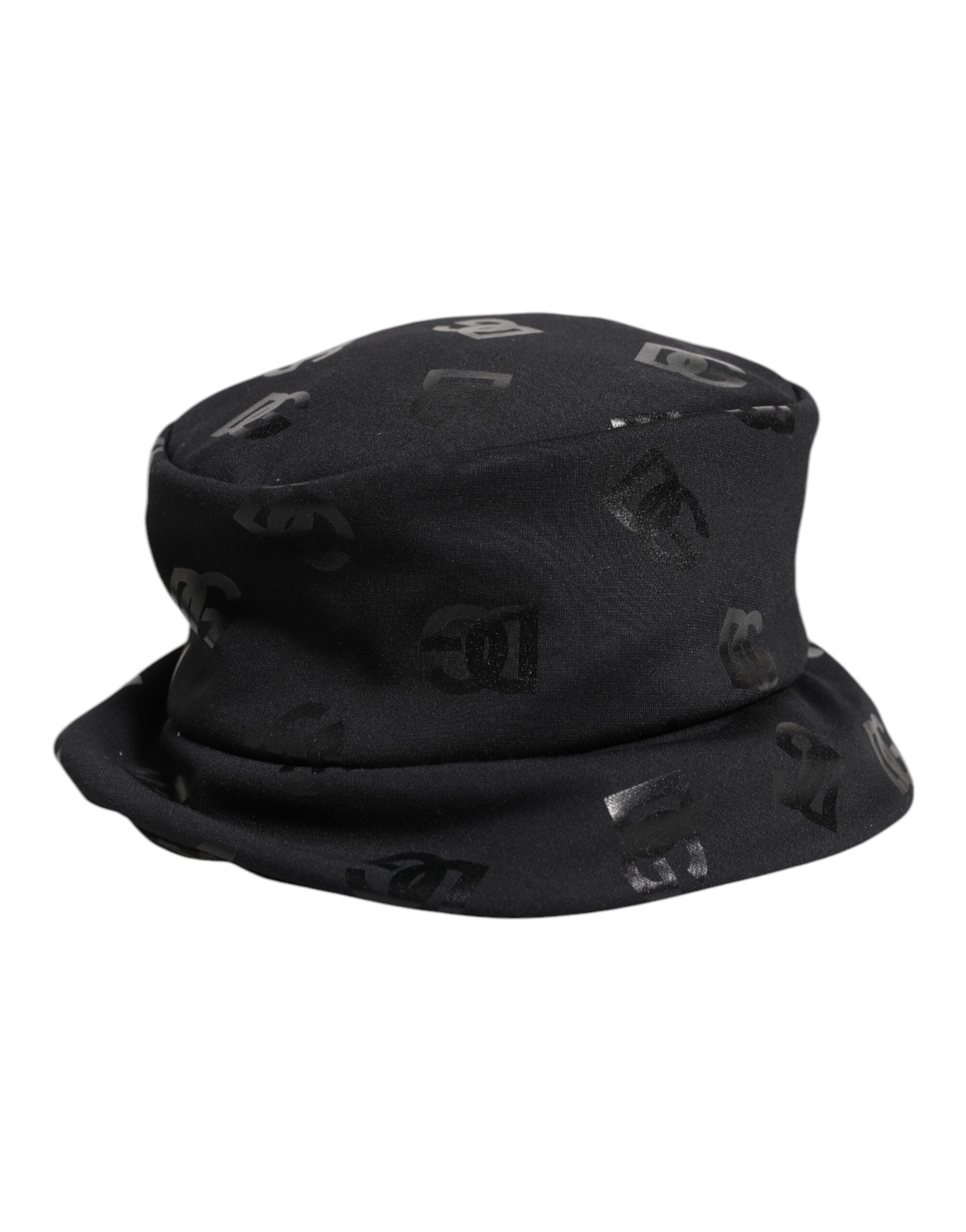 Černý klobouk DG Monogram z polyesterového žakáru