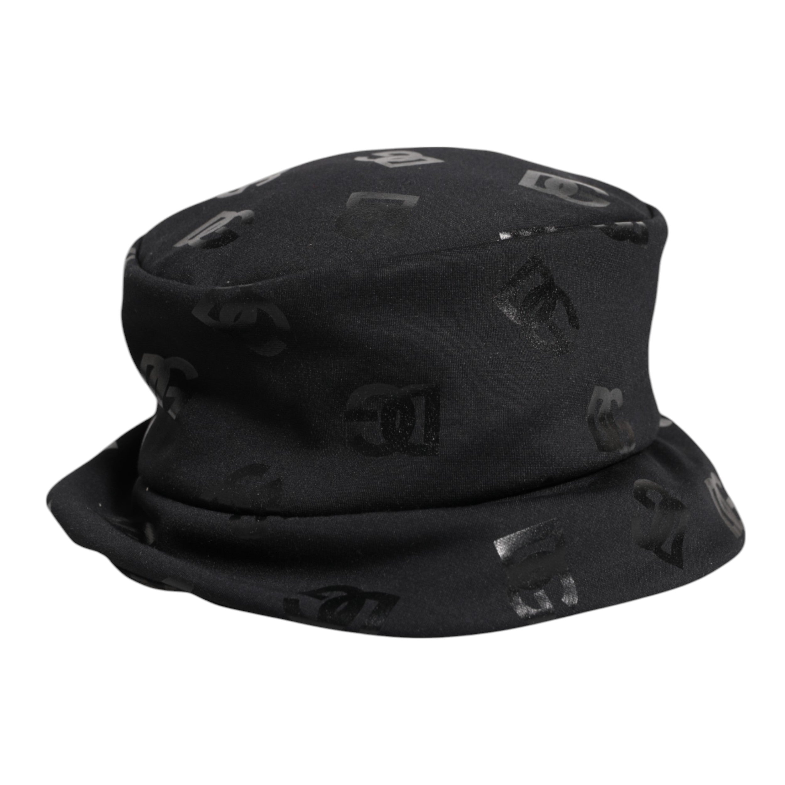 Černý klobouk DG Monogram z polyesterového žakáru