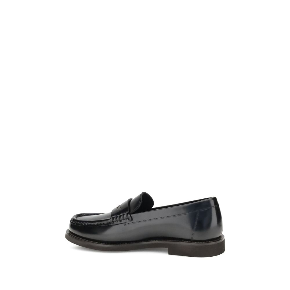 Black Calf Leather Bos Taurus Slip-On Loafers
