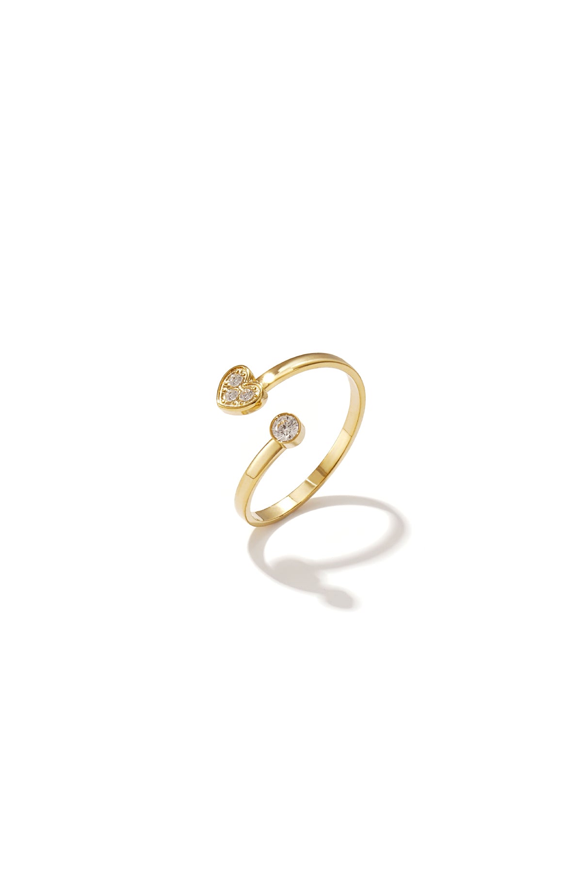 Minimalist adjustable ring with stones and heart