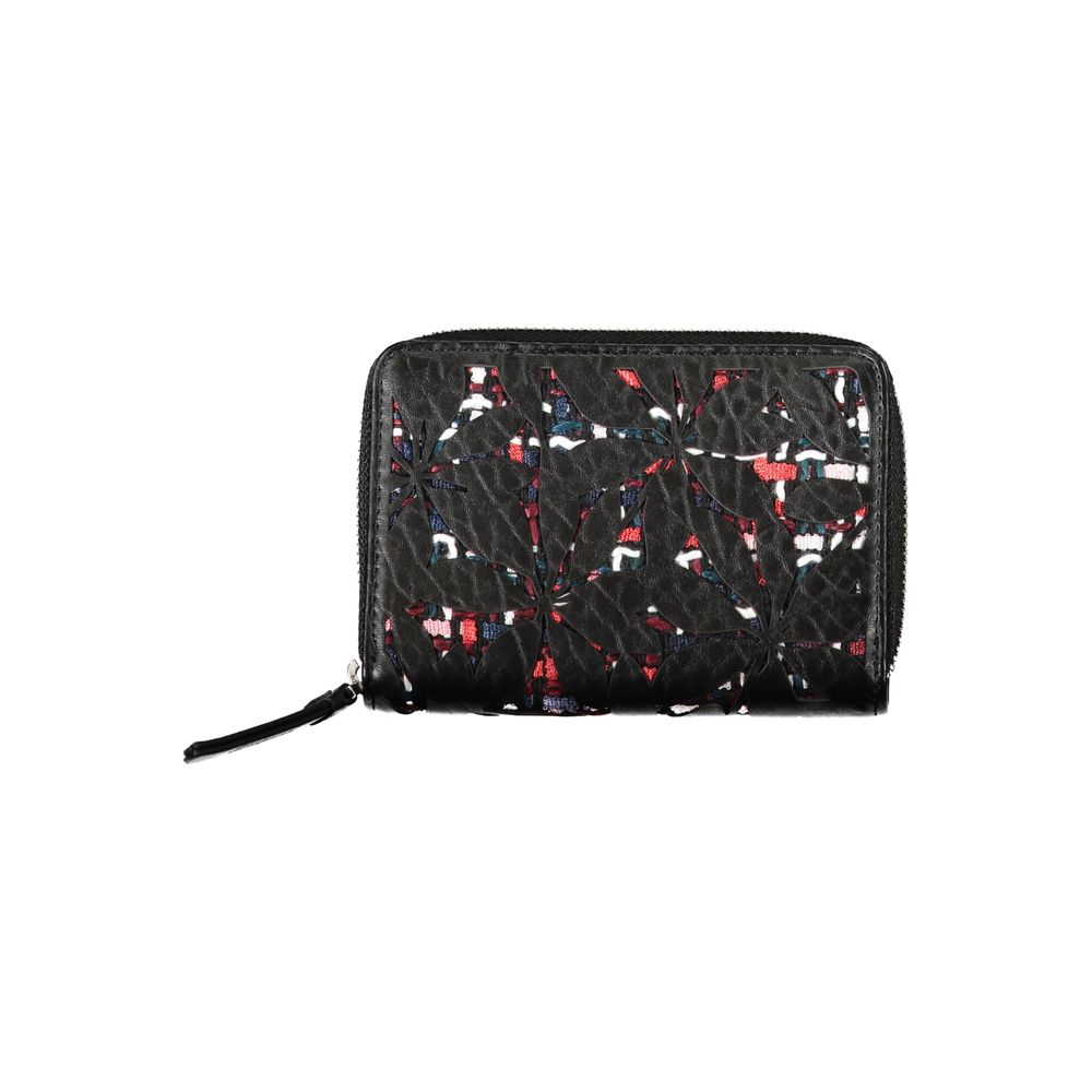 Elegantní černá peněženka na zip s kontrastními detaily