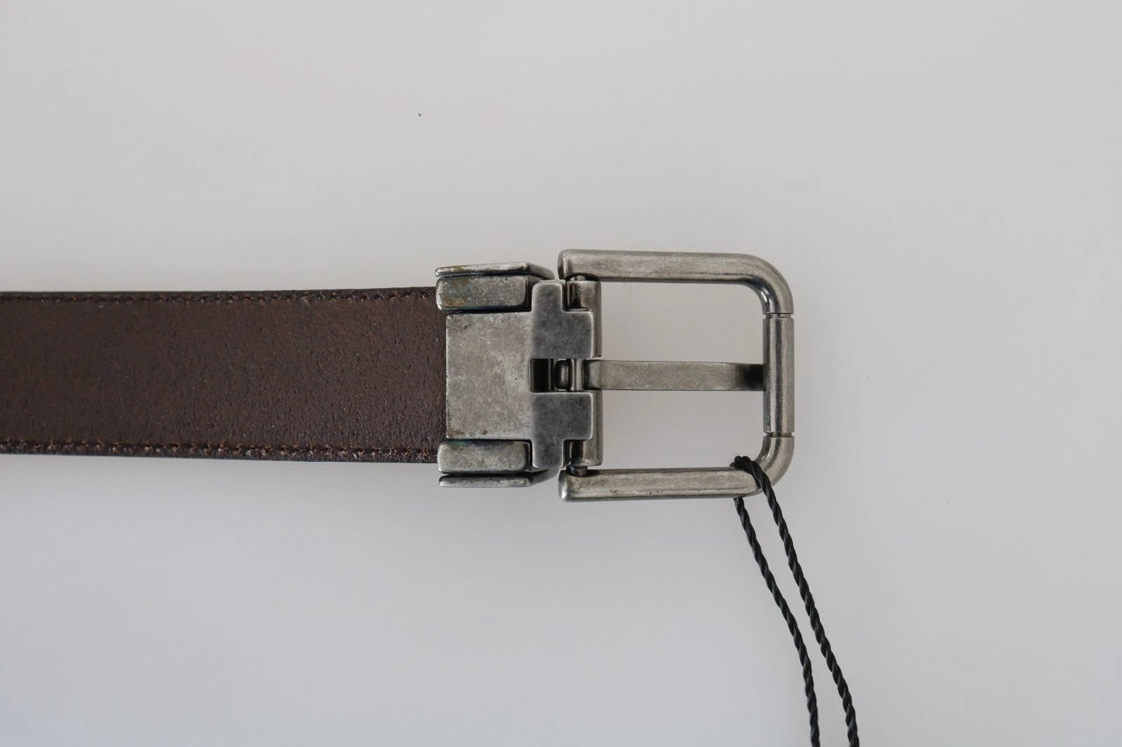 Blue Perforated Leather Gray Buckle Belt