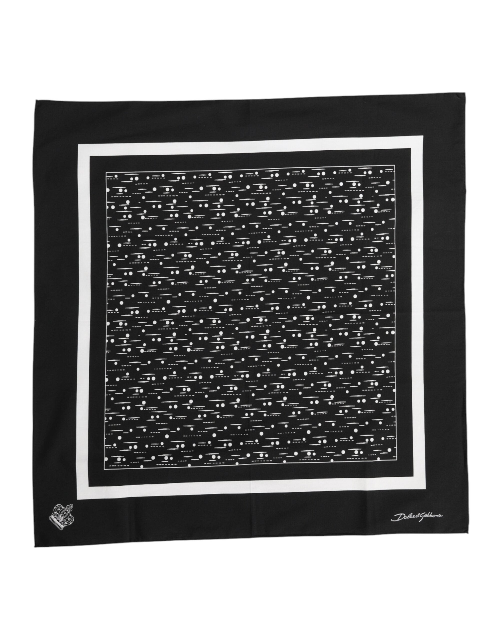 Black White Printed Square Foulard Scarf