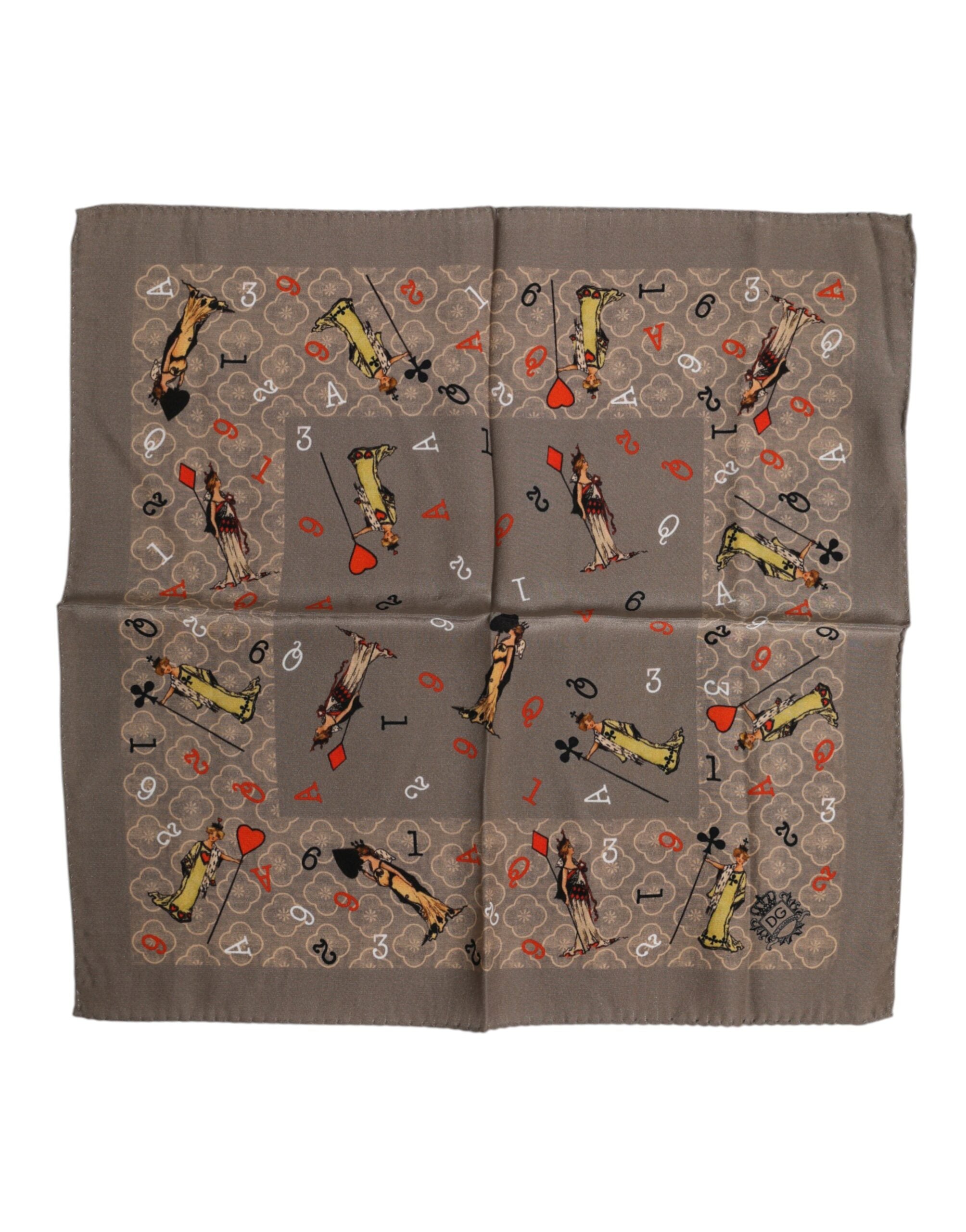 Brown Silk Printed Square Men Foulard Scarf