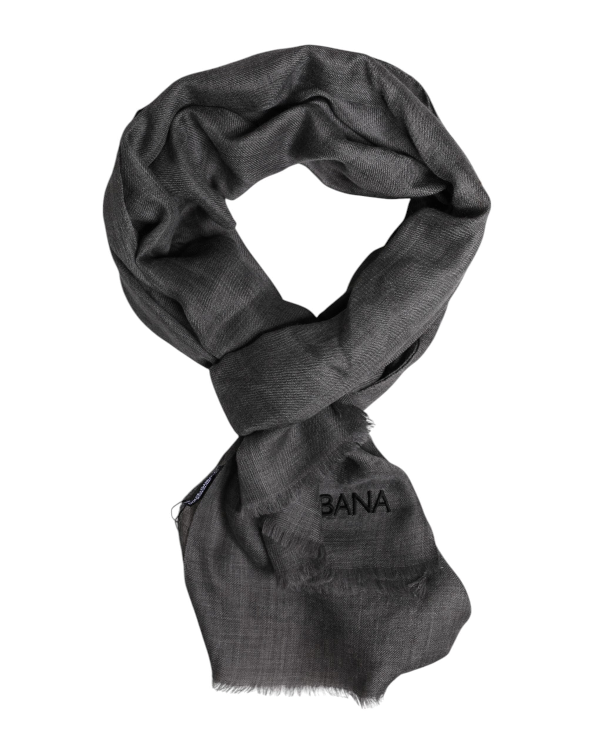 Gray Logo Print Neck Warmer Wrap Shawl Scarf