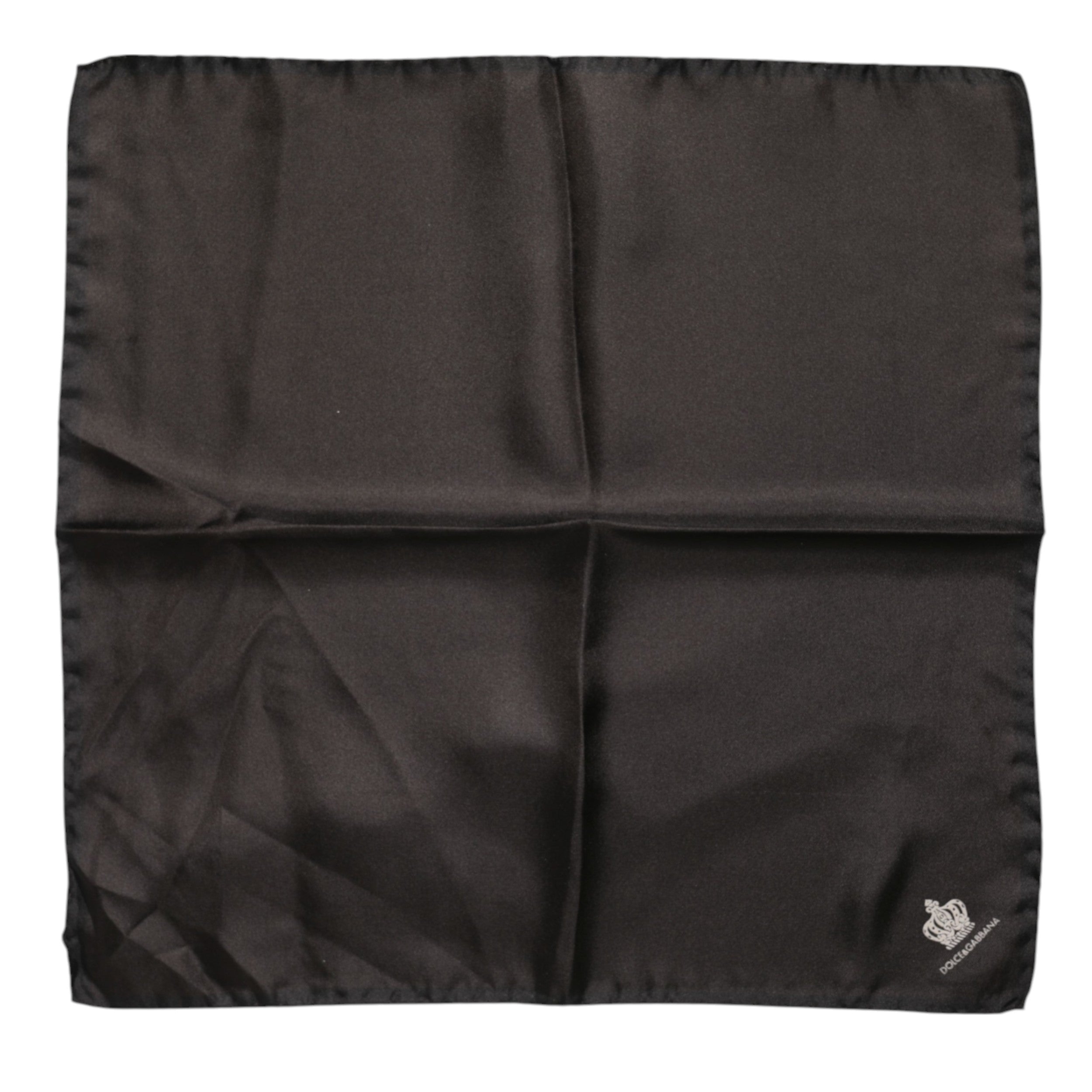 Hnědý hedvábný čtvercový pánský šátek DG Crown