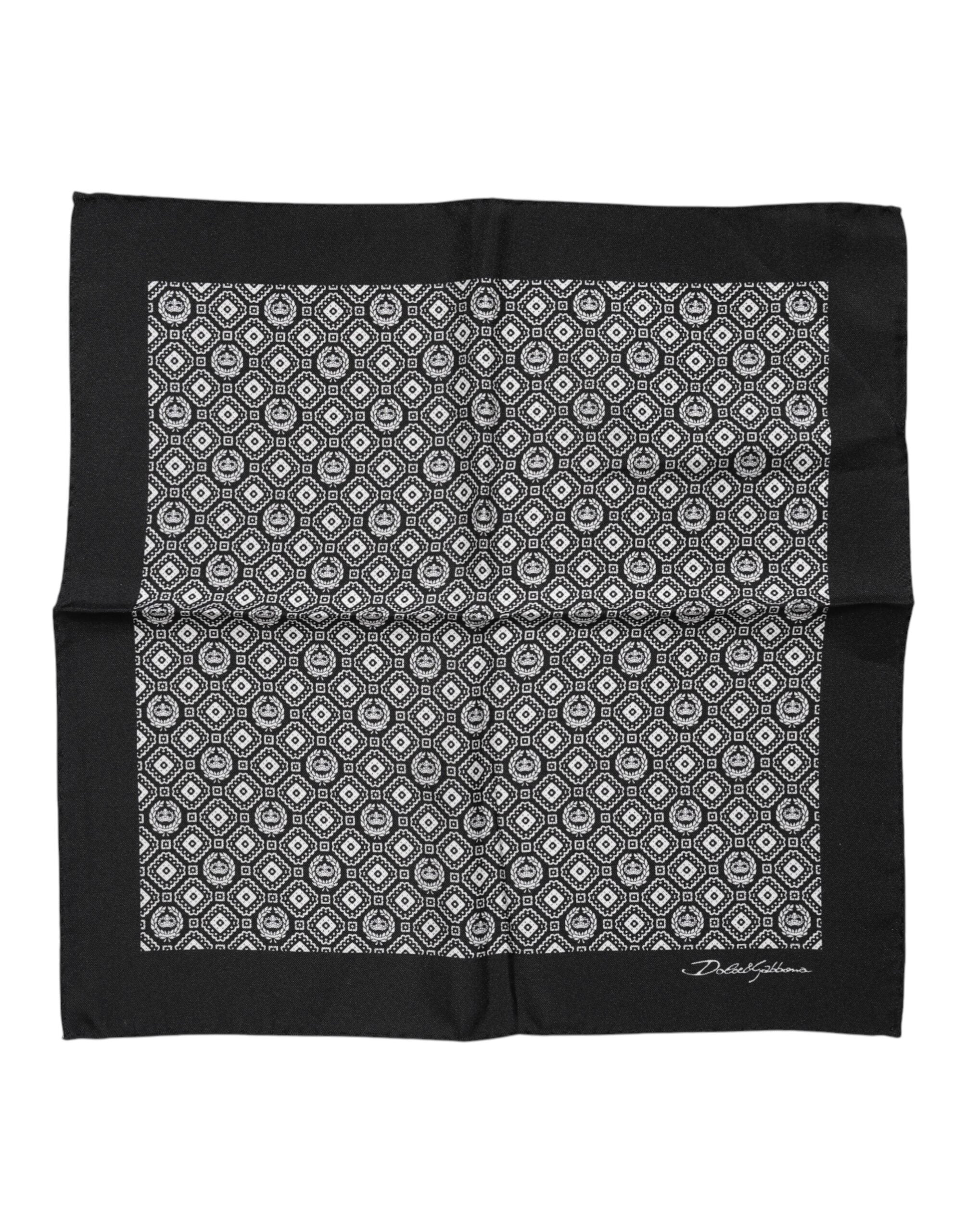 Black White Patterned Square Foulard Scarf