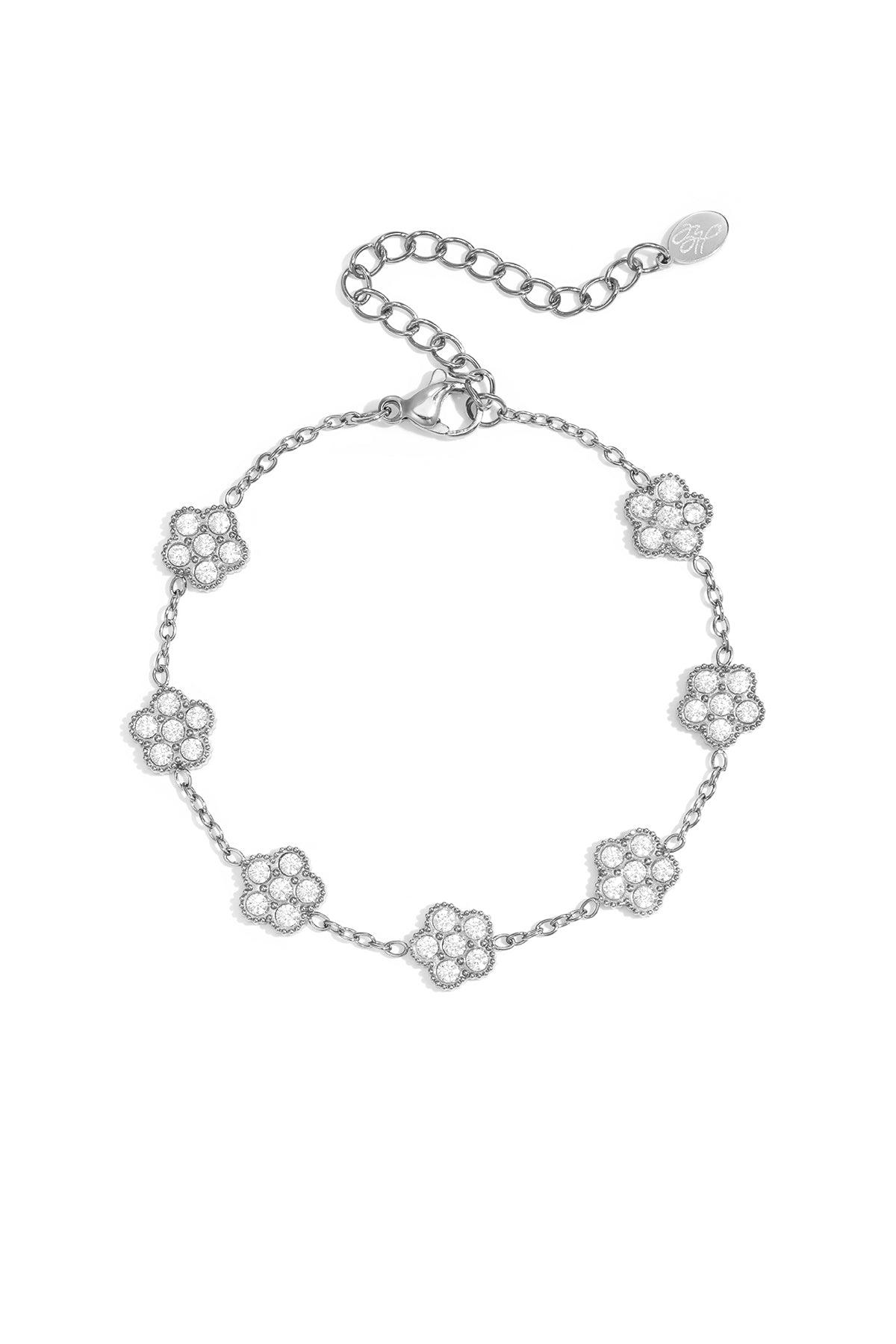 Elegant bracelet with zirconia-set flowers