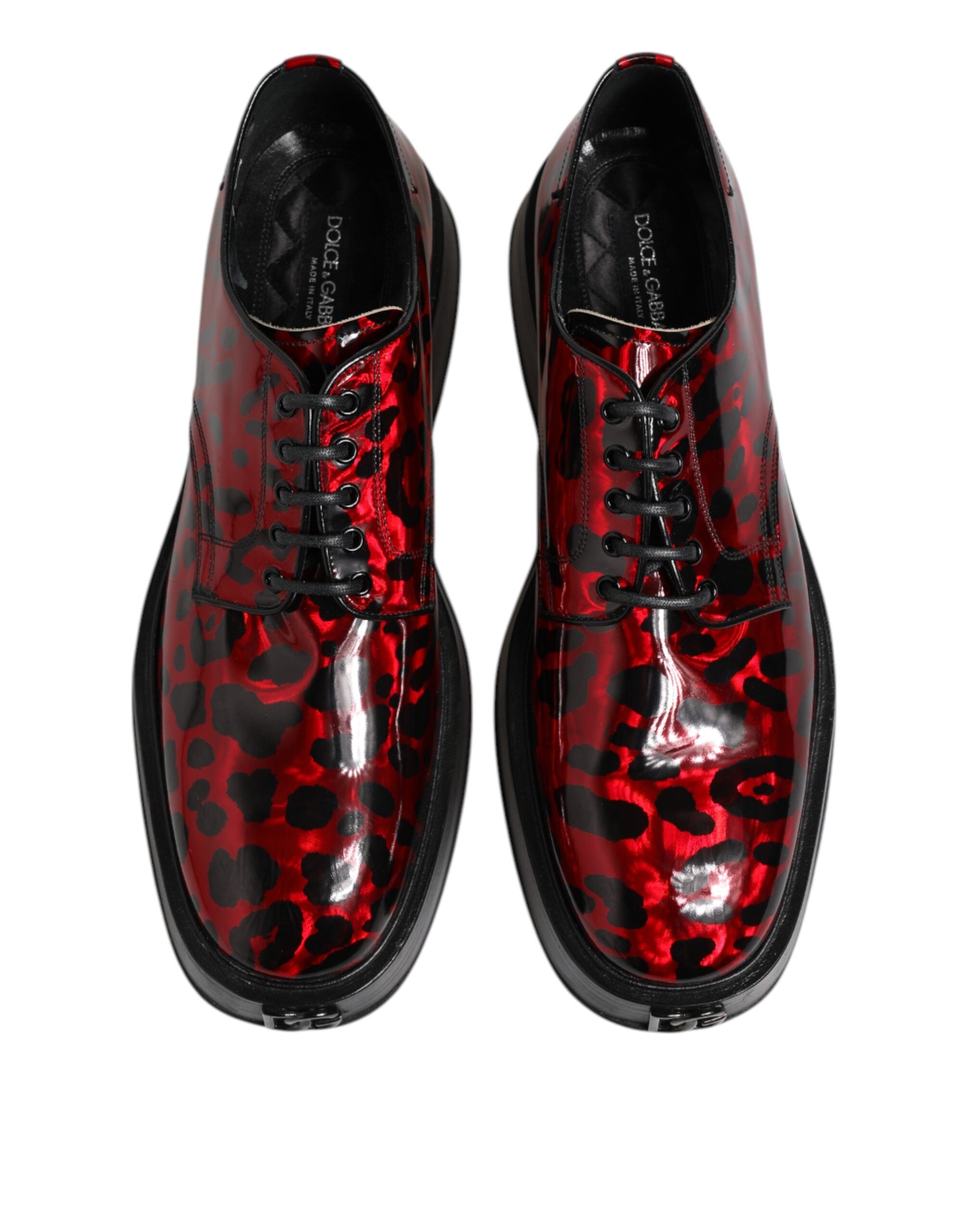 Pánské společenské boty v červeném leopardím derby stylu