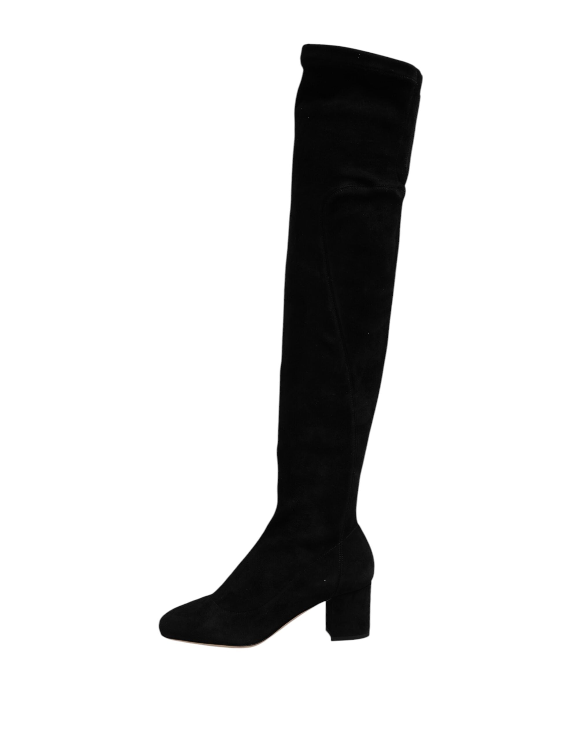 Black Suede Leather Knee High Boots Shoes