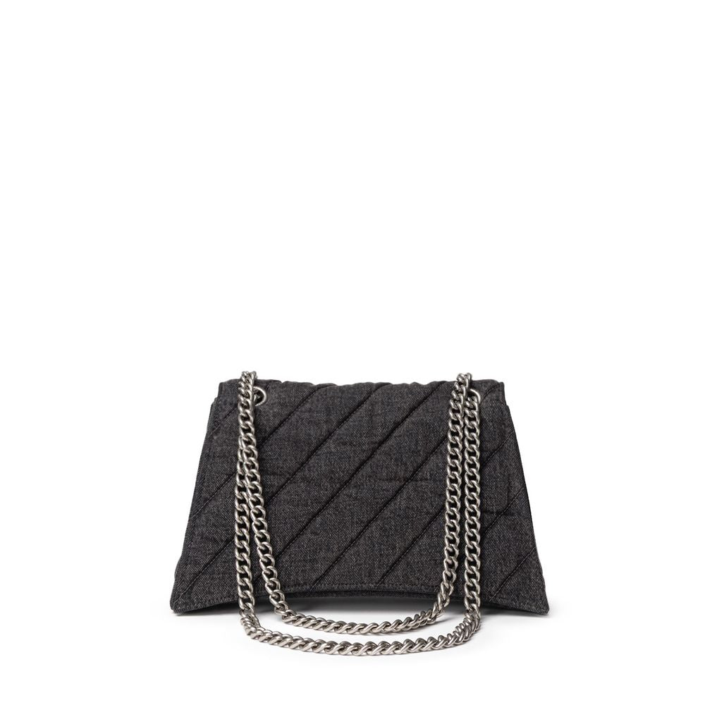 Black Fabric And Leather Shoulder Bag