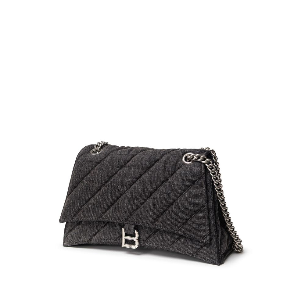 Black Fabric And Leather Shoulder Bag