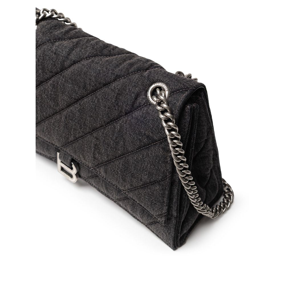 Black Fabric And Leather Shoulder Bag