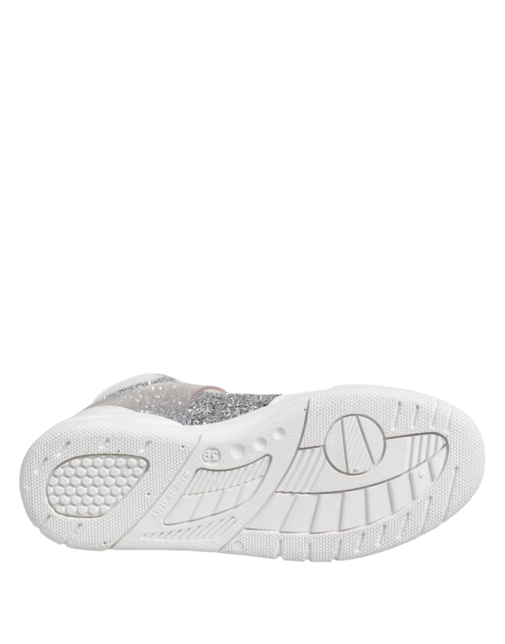 White Silver High Top Women Sneakers Shoes