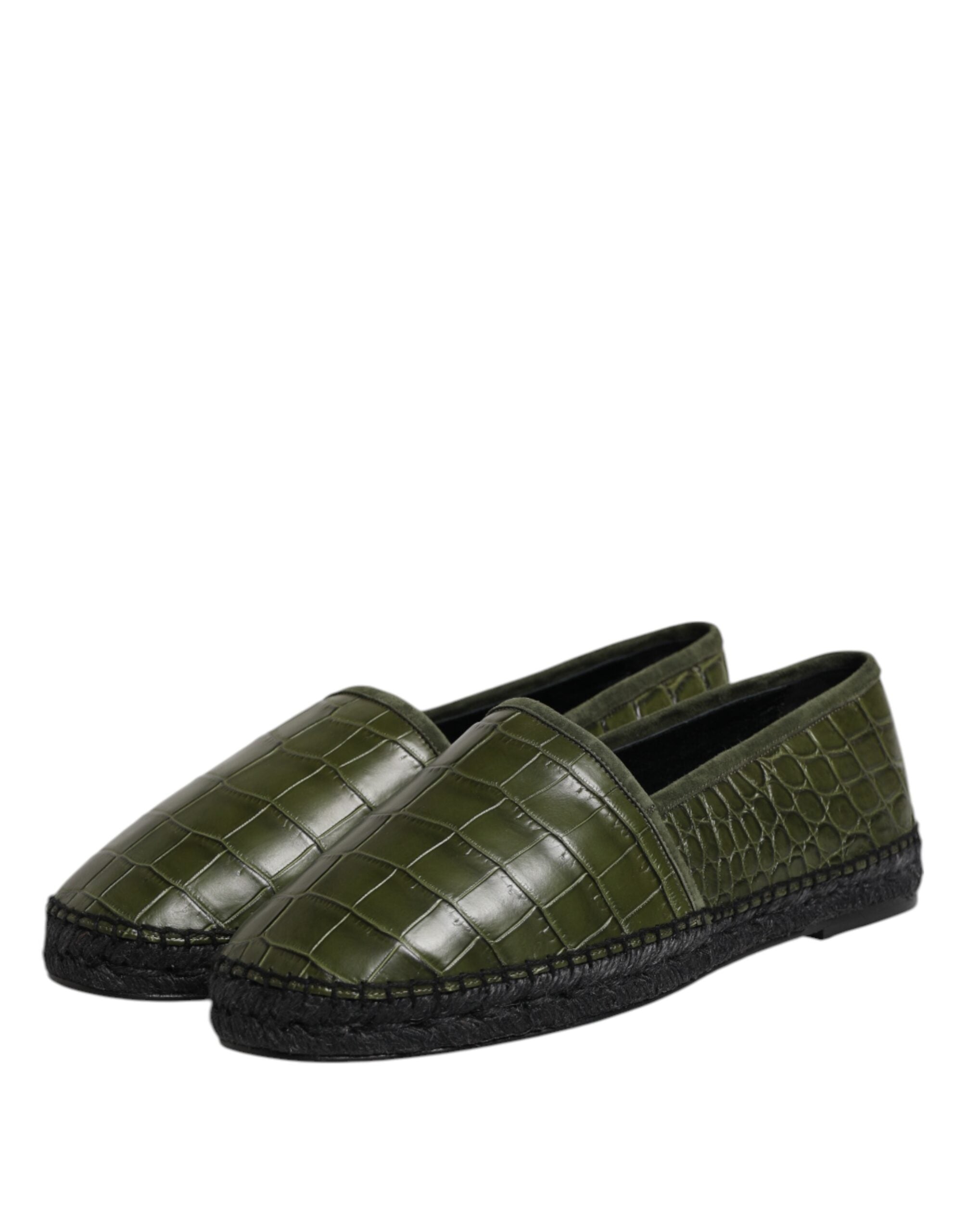 Zelené exotické kožené espadrilky nazouvací boty