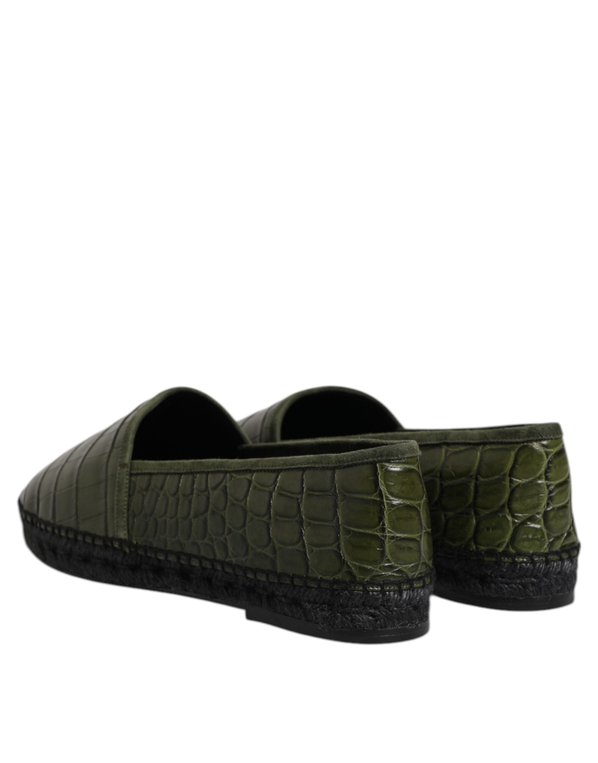 Zelené exotické kožené espadrilky nazouvací boty