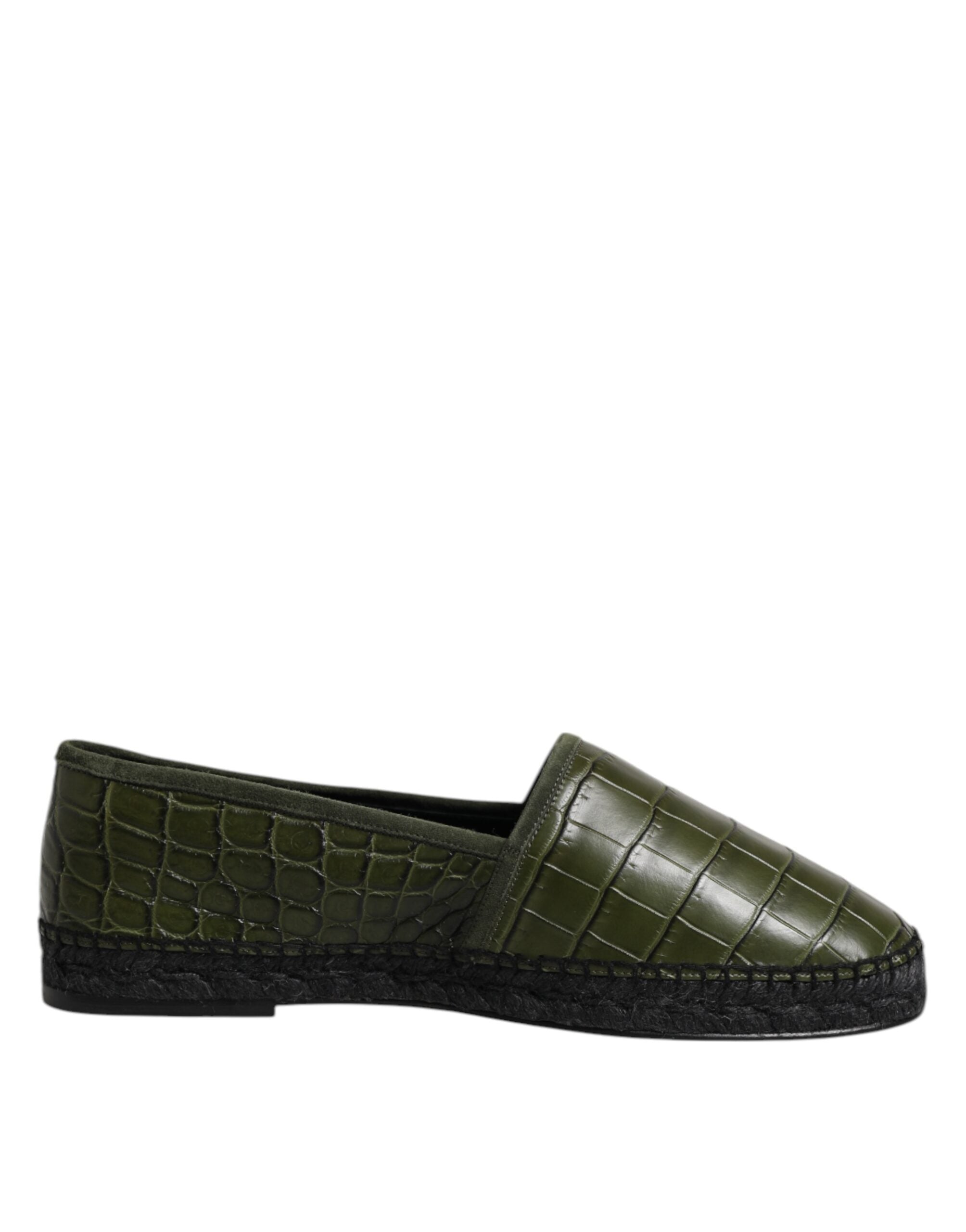 Zelené exotické kožené espadrilky nazouvací boty