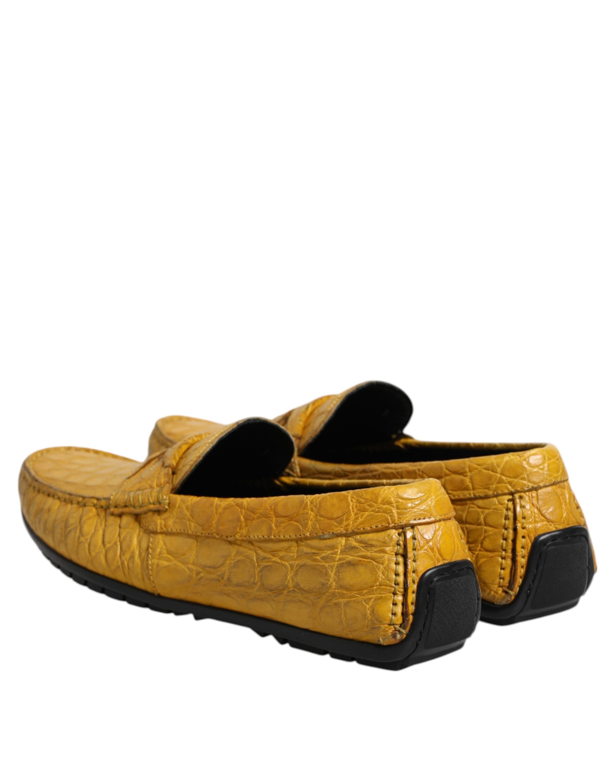 Žluté exotické kožené mokasíny slip-on boty