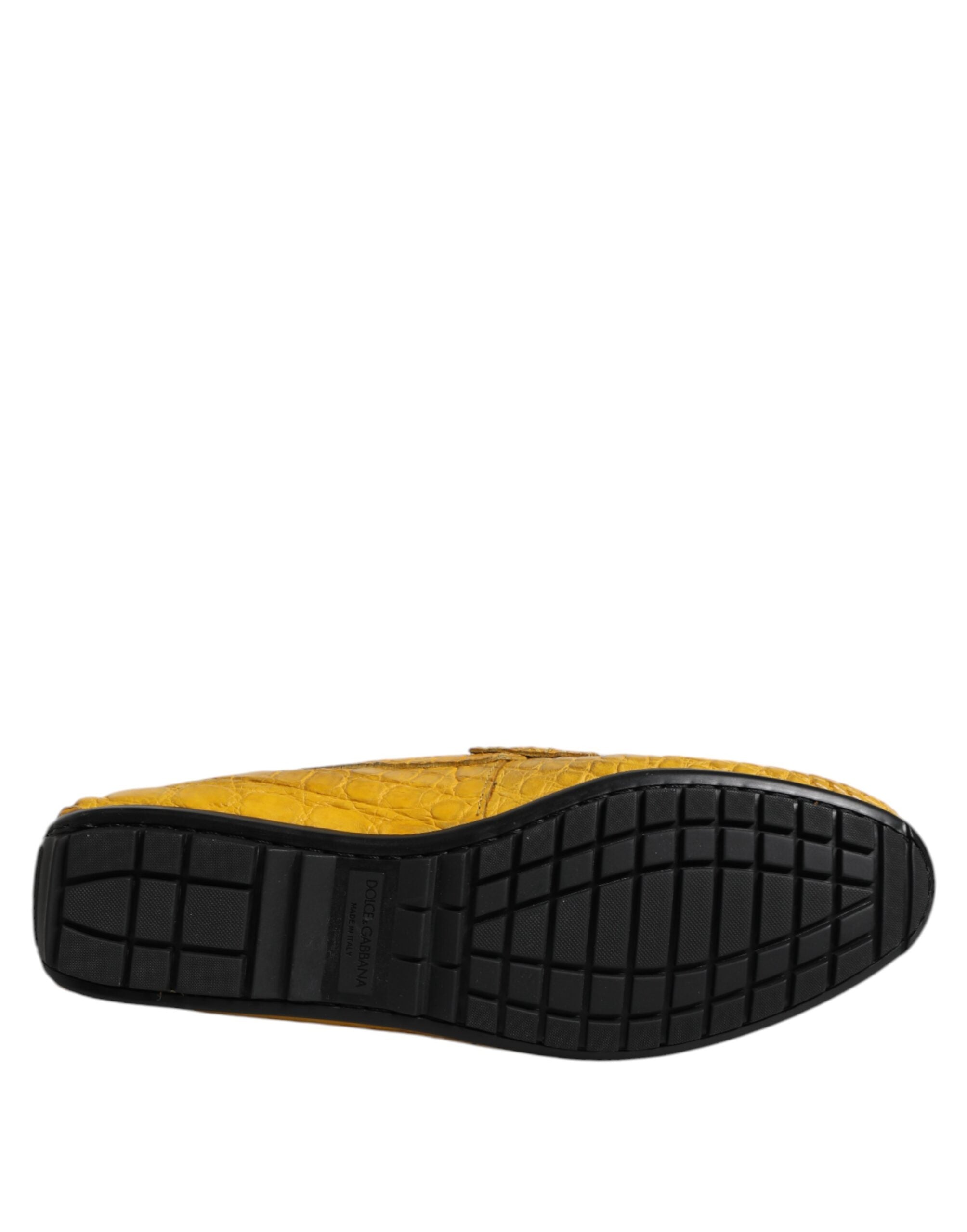 Žluté exotické kožené mokasíny slip-on boty
