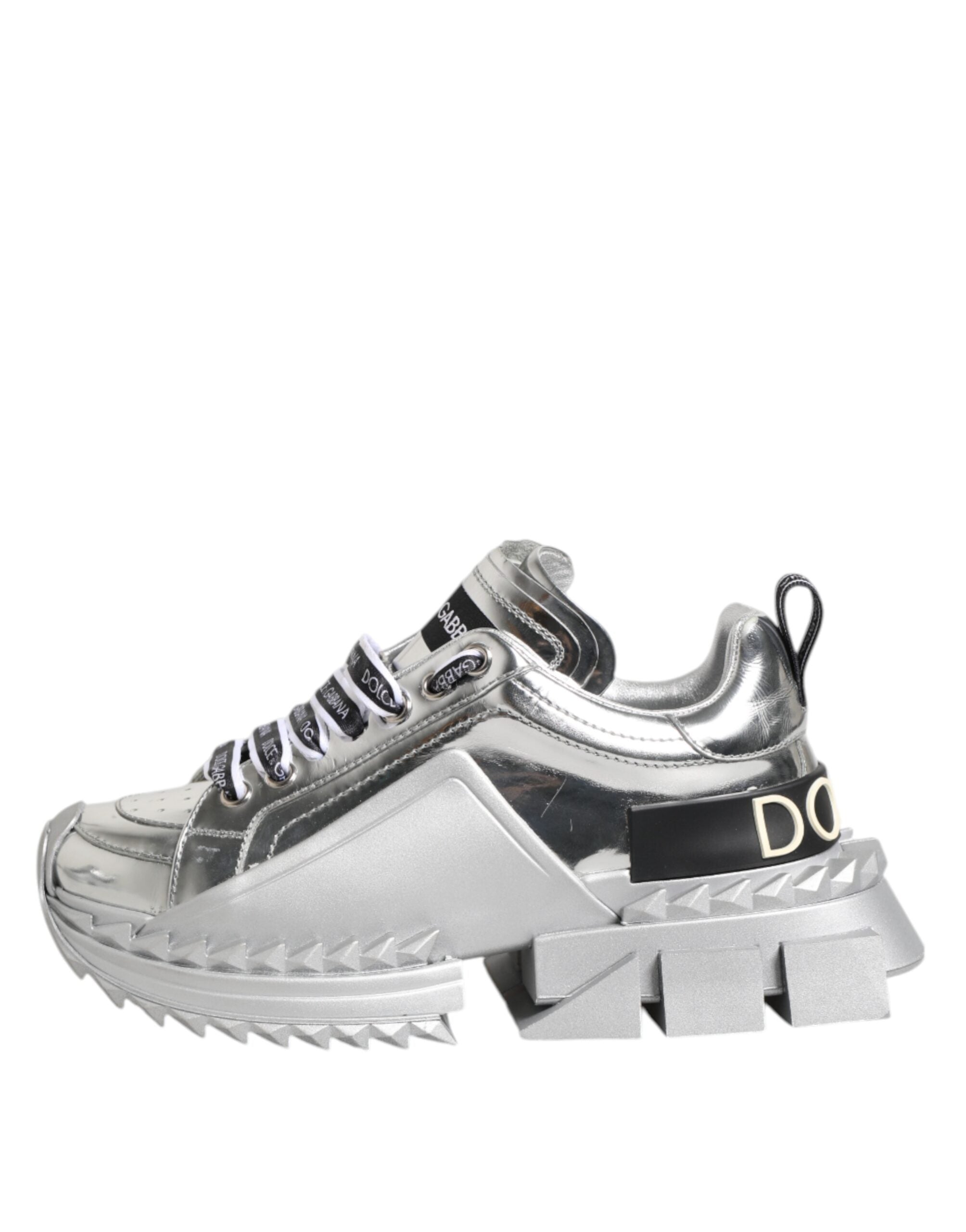 Silver Leather Super Queen Sneakers Shoes