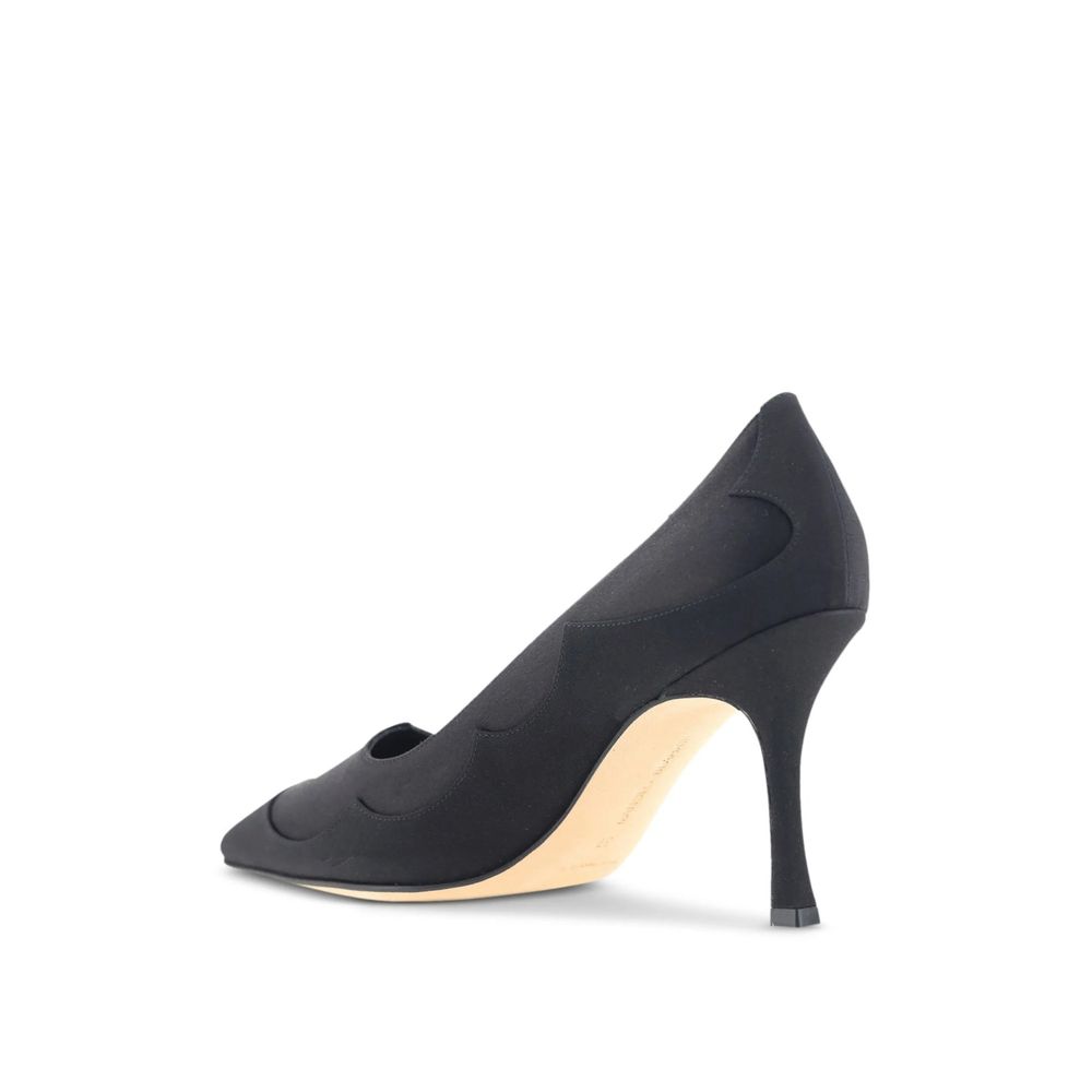 Black Silk High Heel Pumps