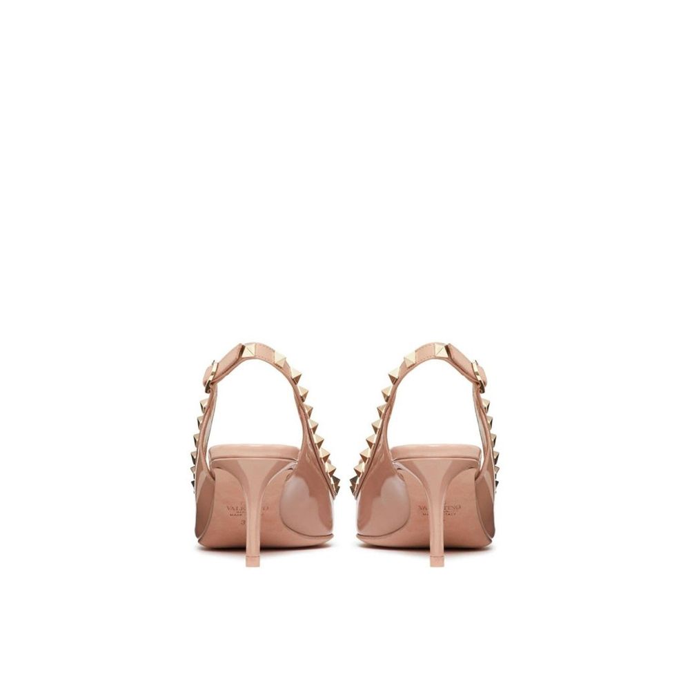 Beige Calfskin Mid Heel Pumps