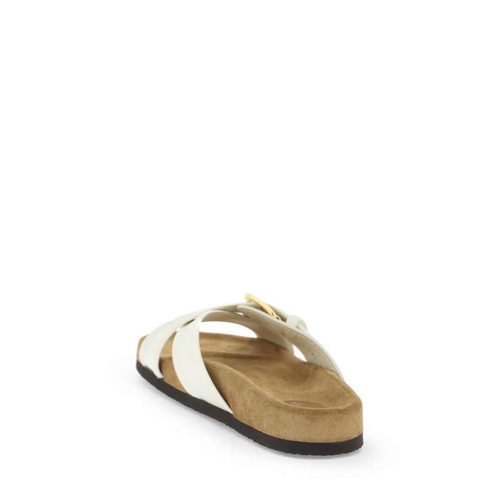 White Calfskin Strap-On Sandals