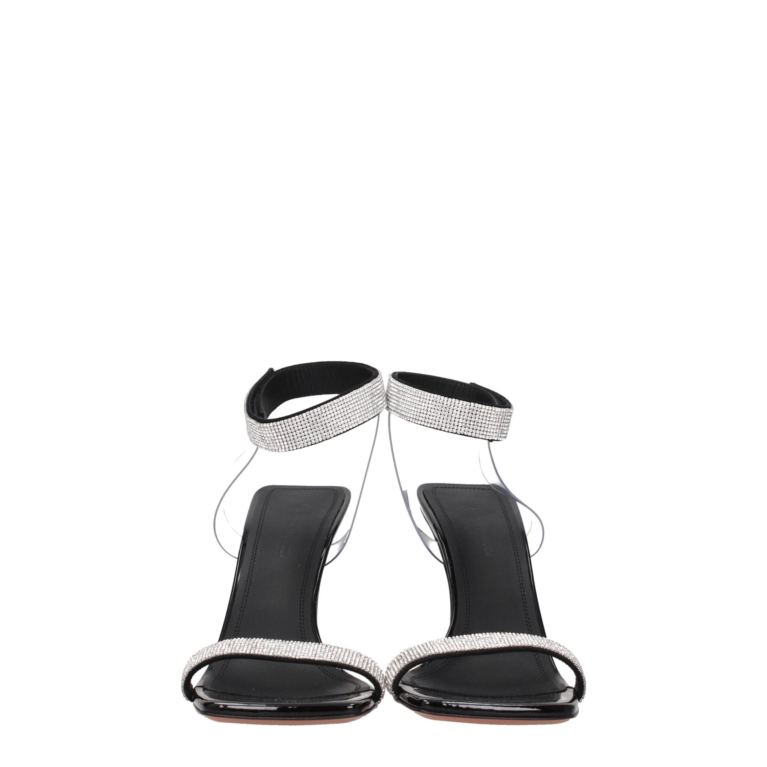 Black Crystals Stiletto Heel Sandals