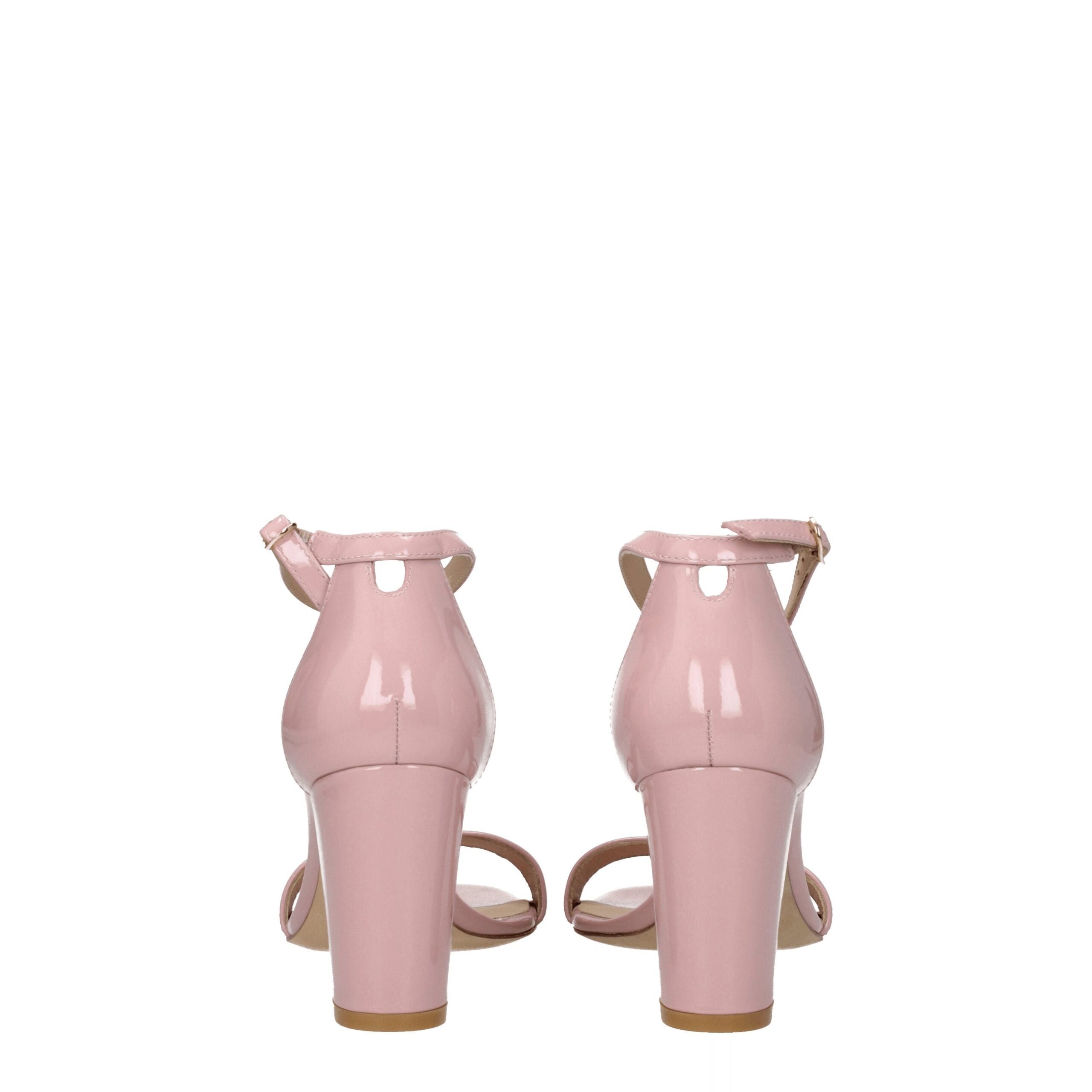 Pink Leather Stiletto Heel Sandals