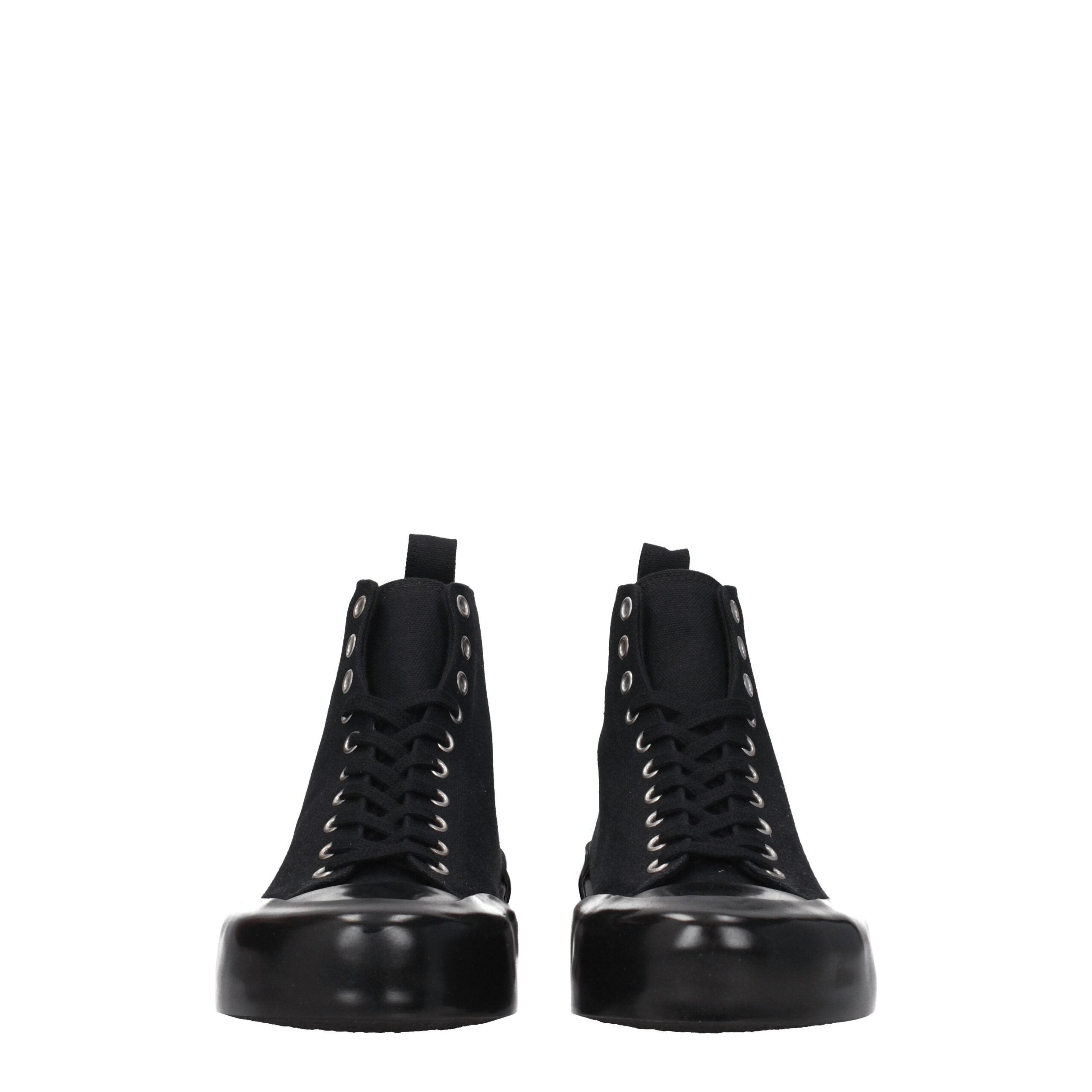 Black Fabric High Top Sneakers