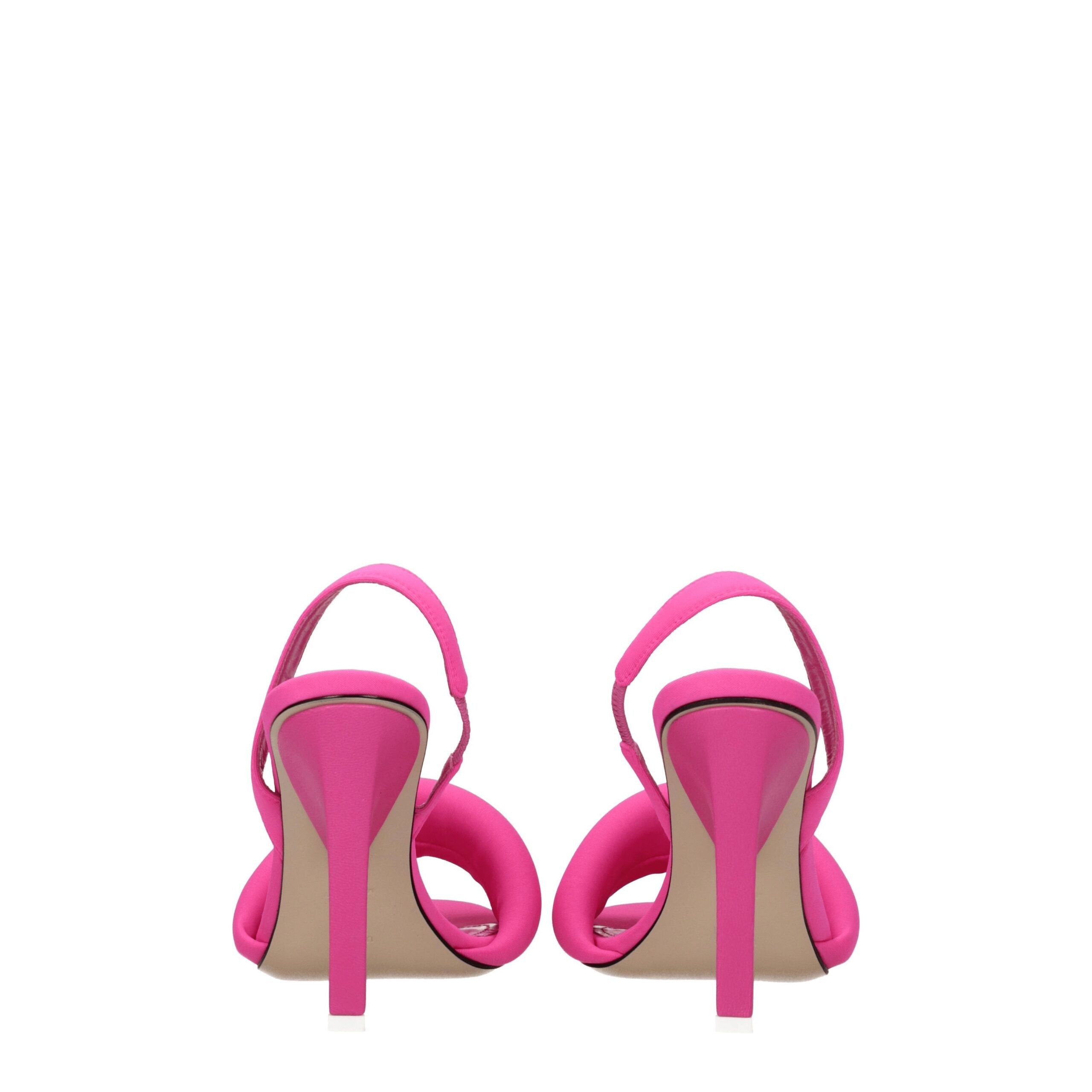 Pink Fabric Stiletto Heel Sandals