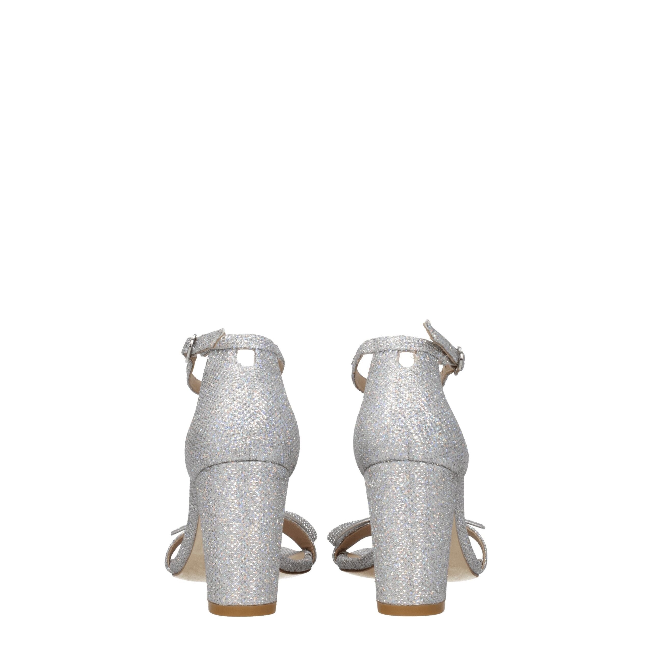 Gray Fabric Platform Sandals