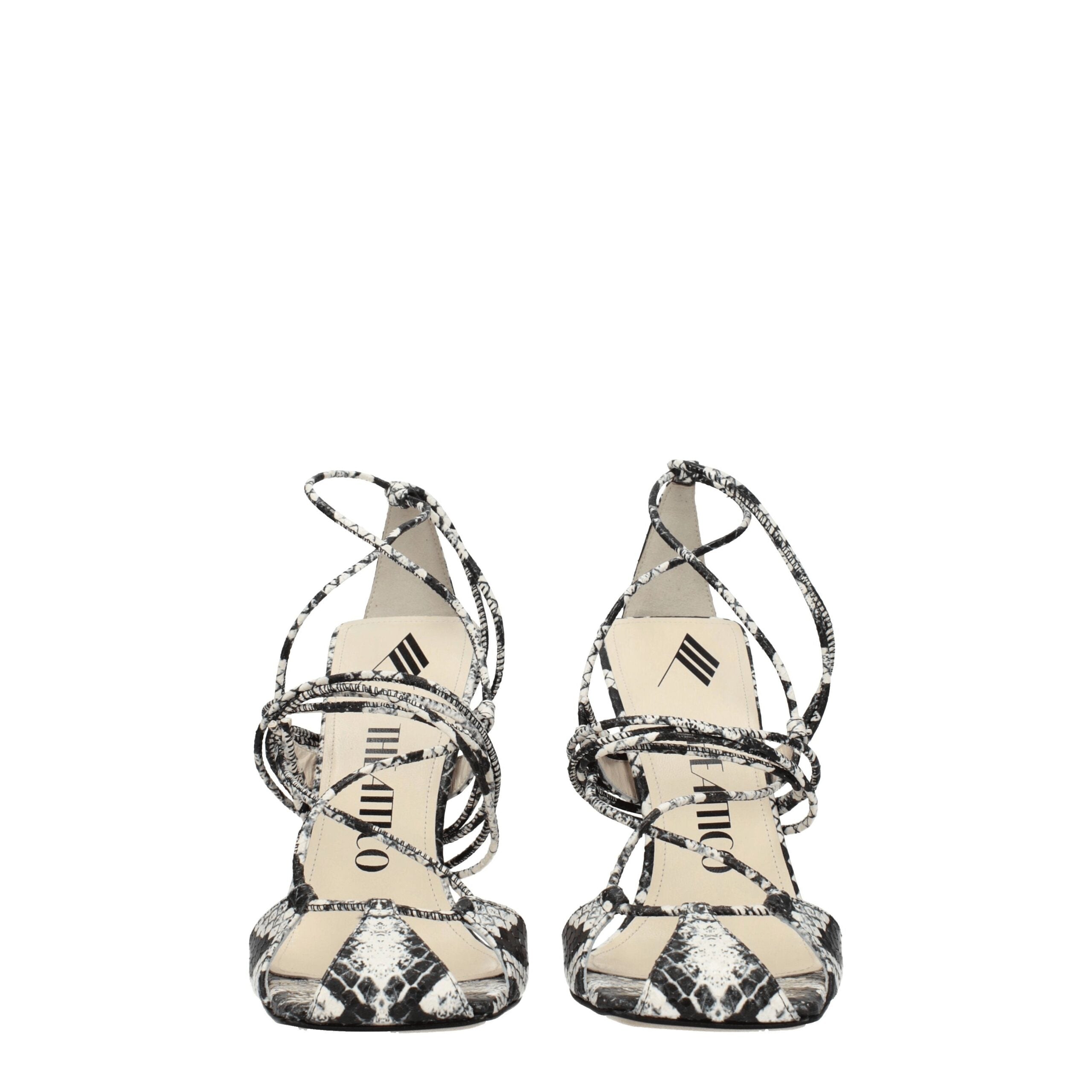 White Leather Stiletto Heel Sandals