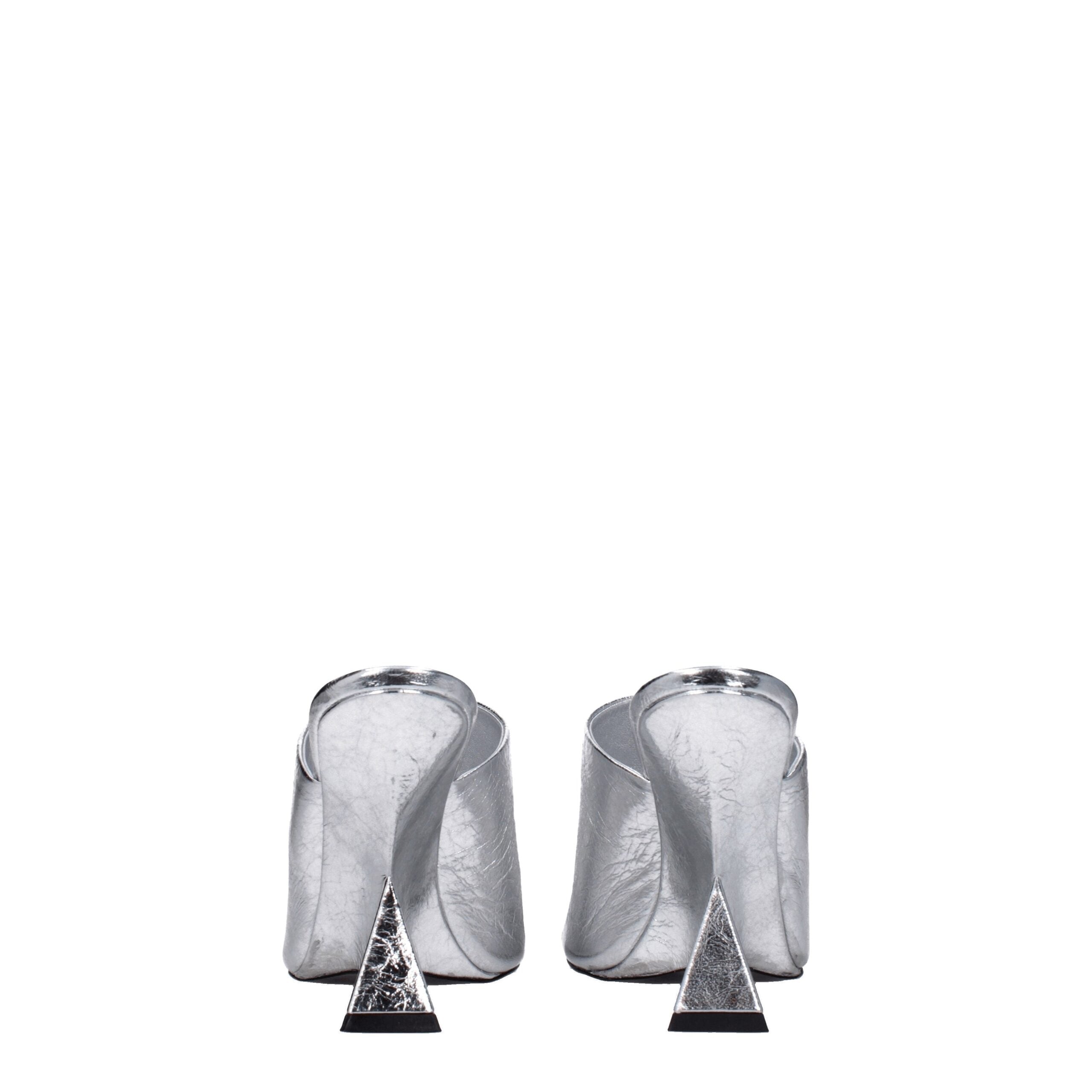 Gray Leather Platform Sandals