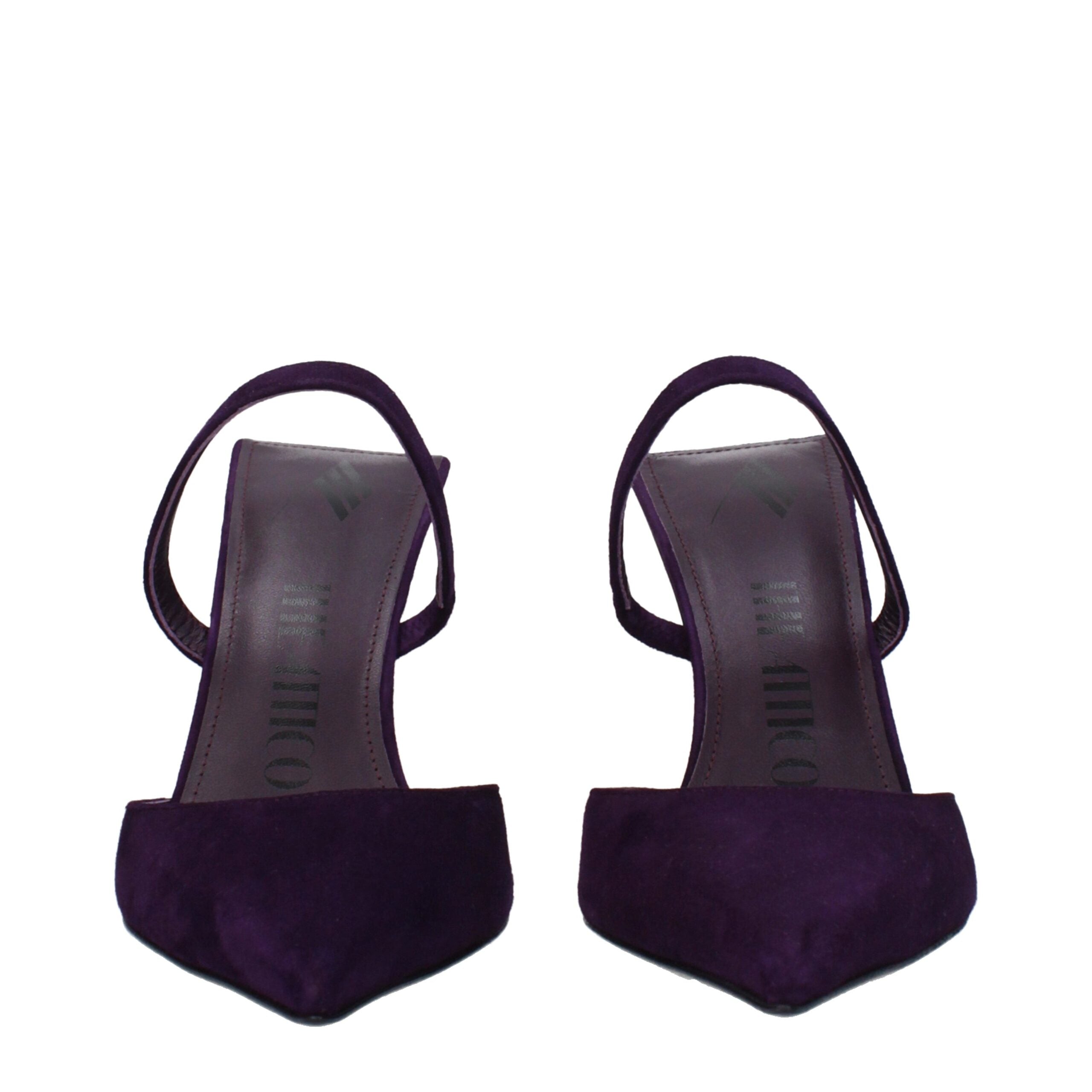 Purple Leather Stiletto Heel Sandals