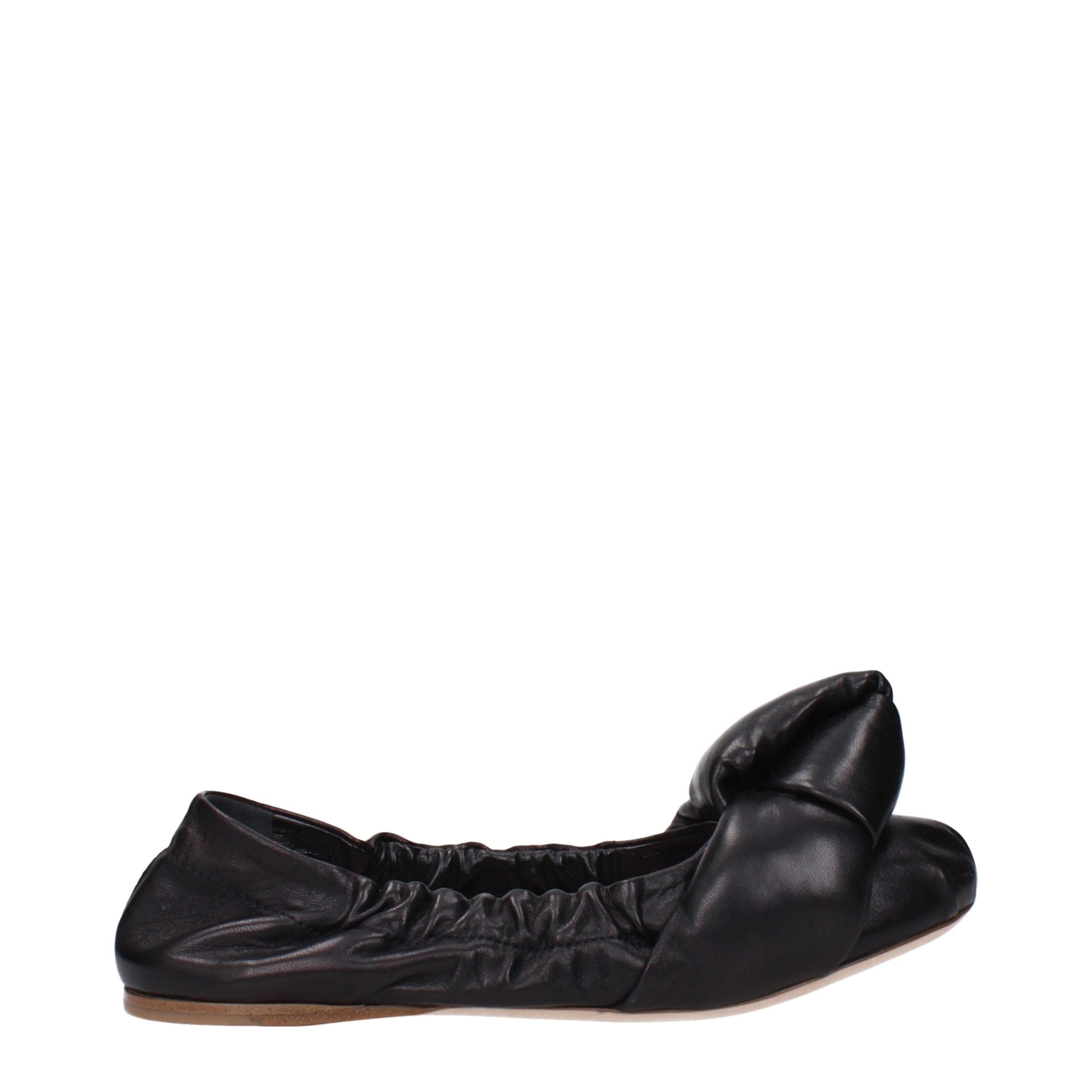 Black Leather Ballet Flats