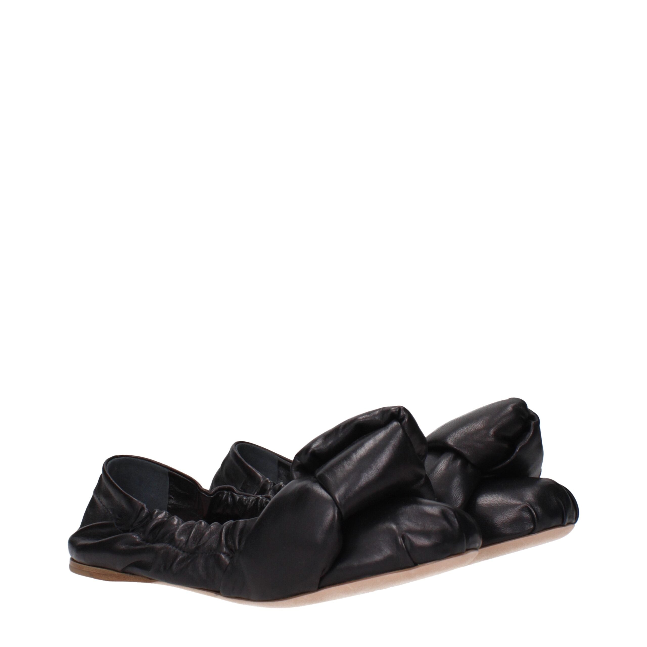 Black Leather Ballet Flats