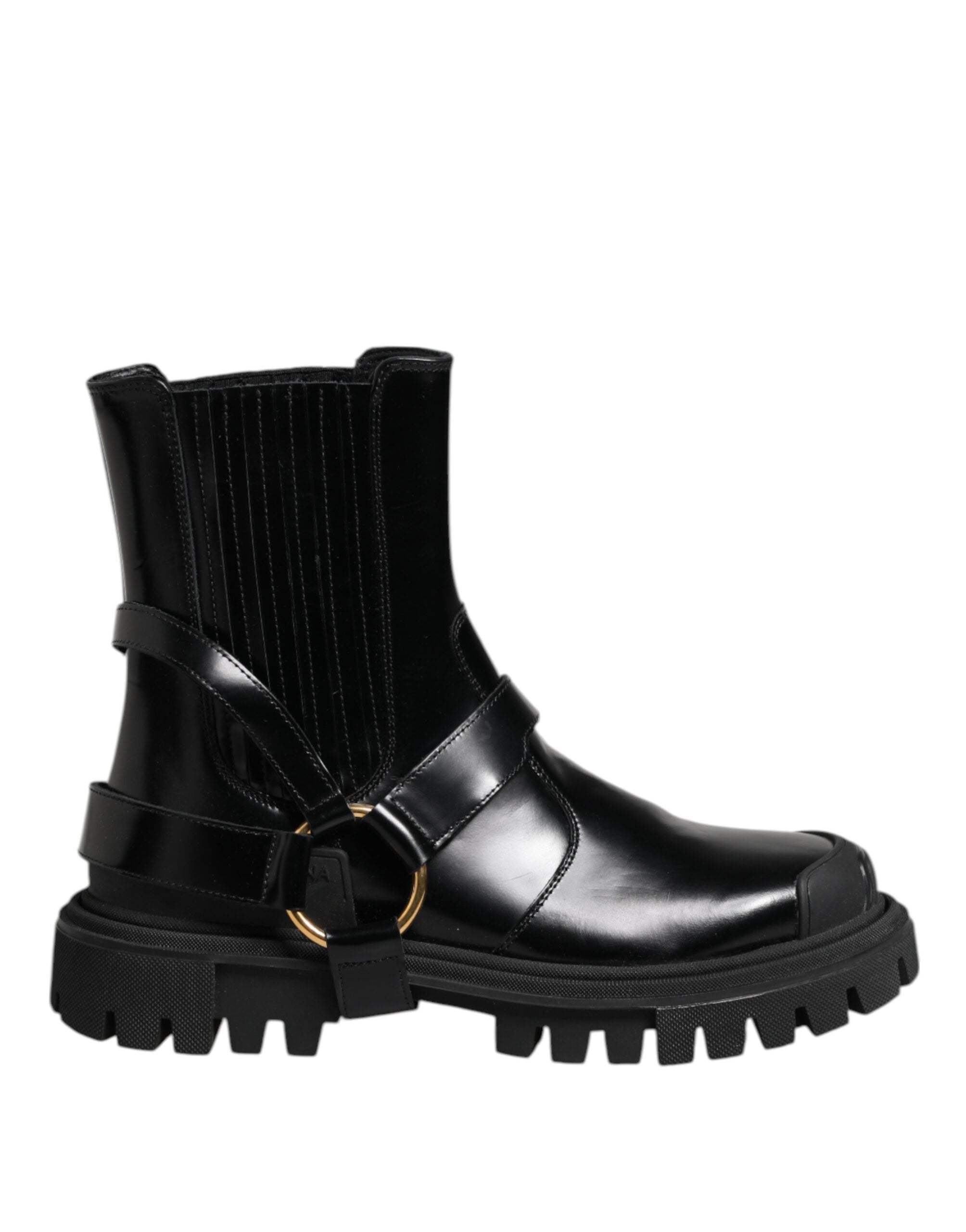 Black Leather Chelsea Men Short Boots Shoes