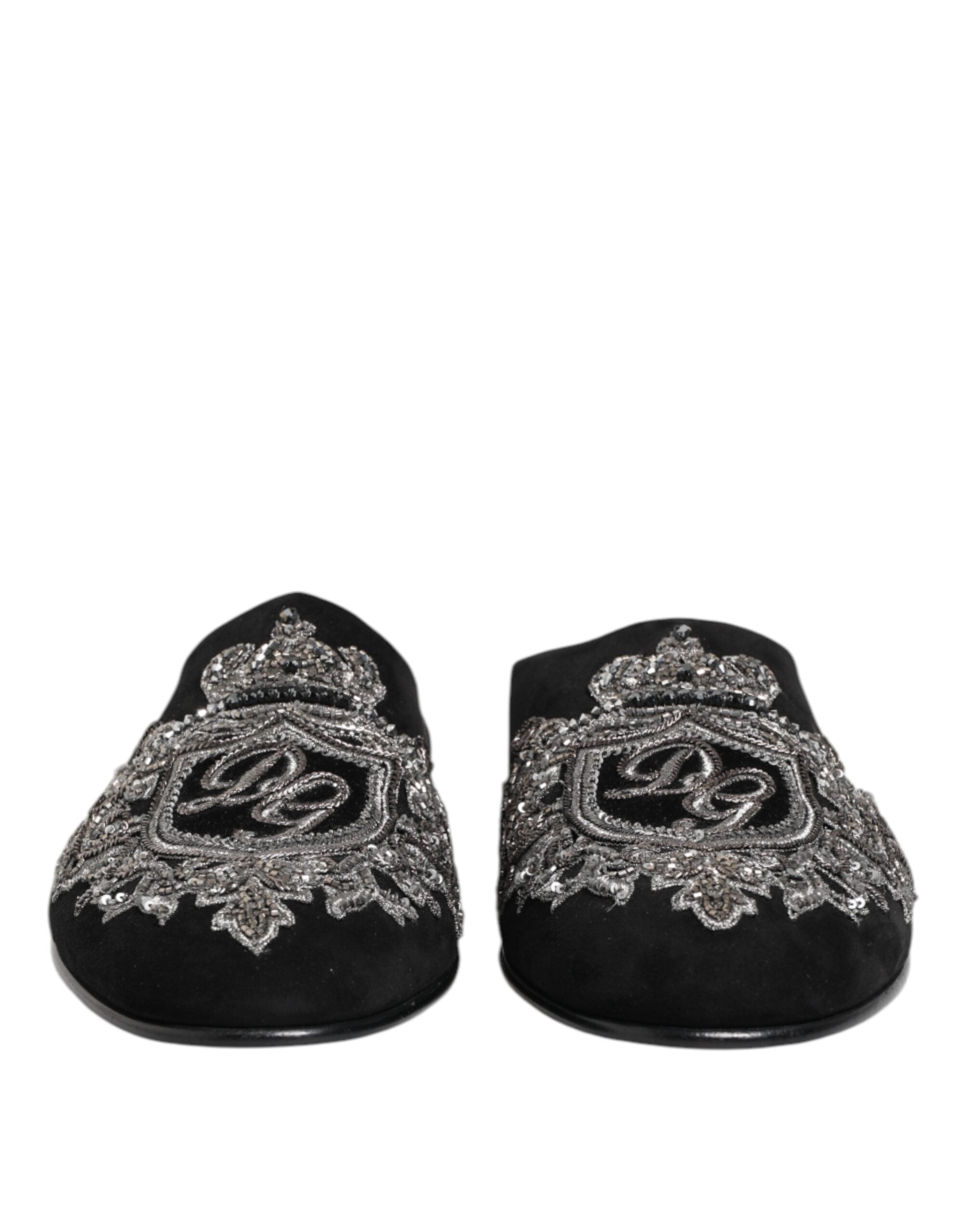 Černé sametové pantofle DG Crown