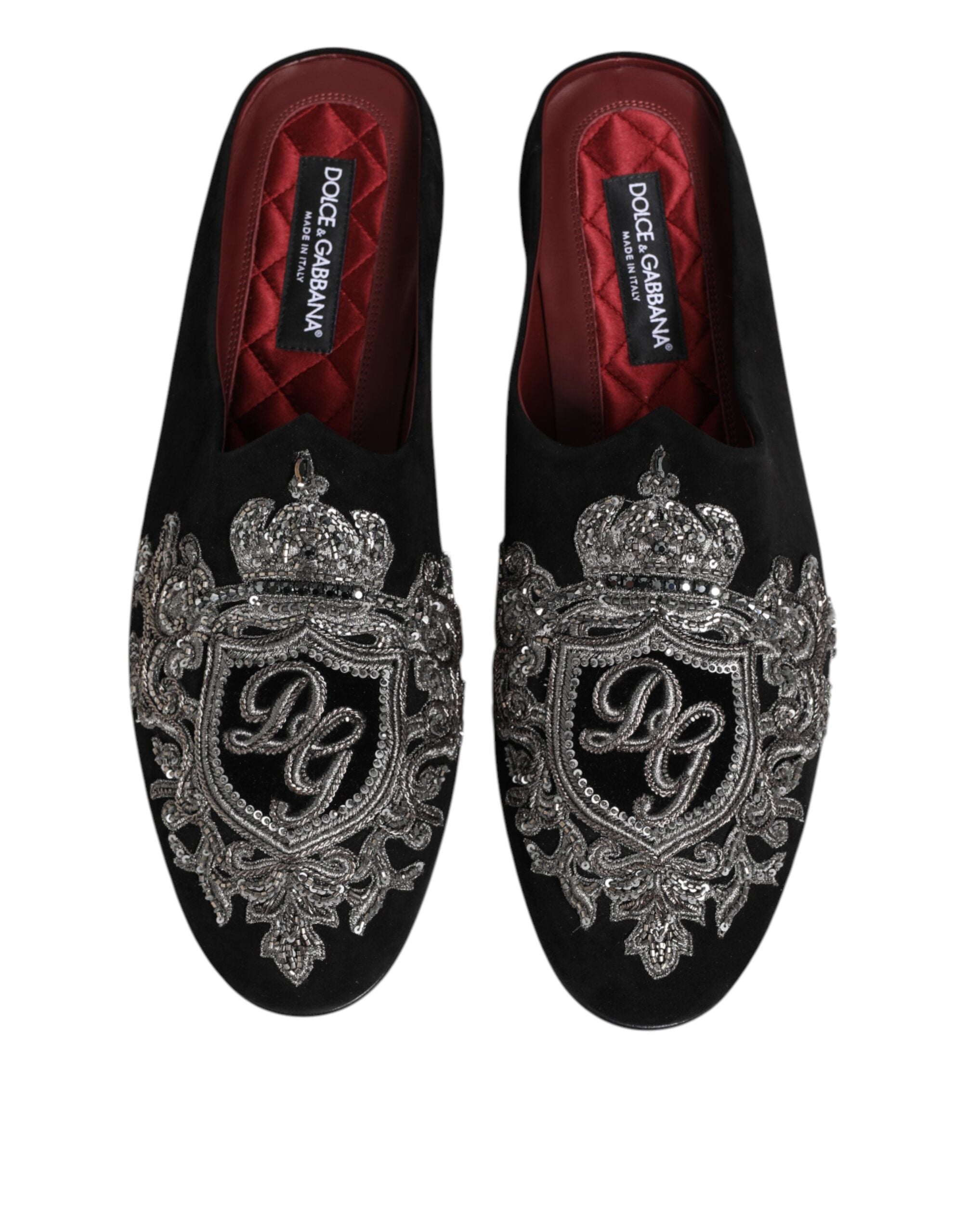 Černé sametové pantofle DG Crown