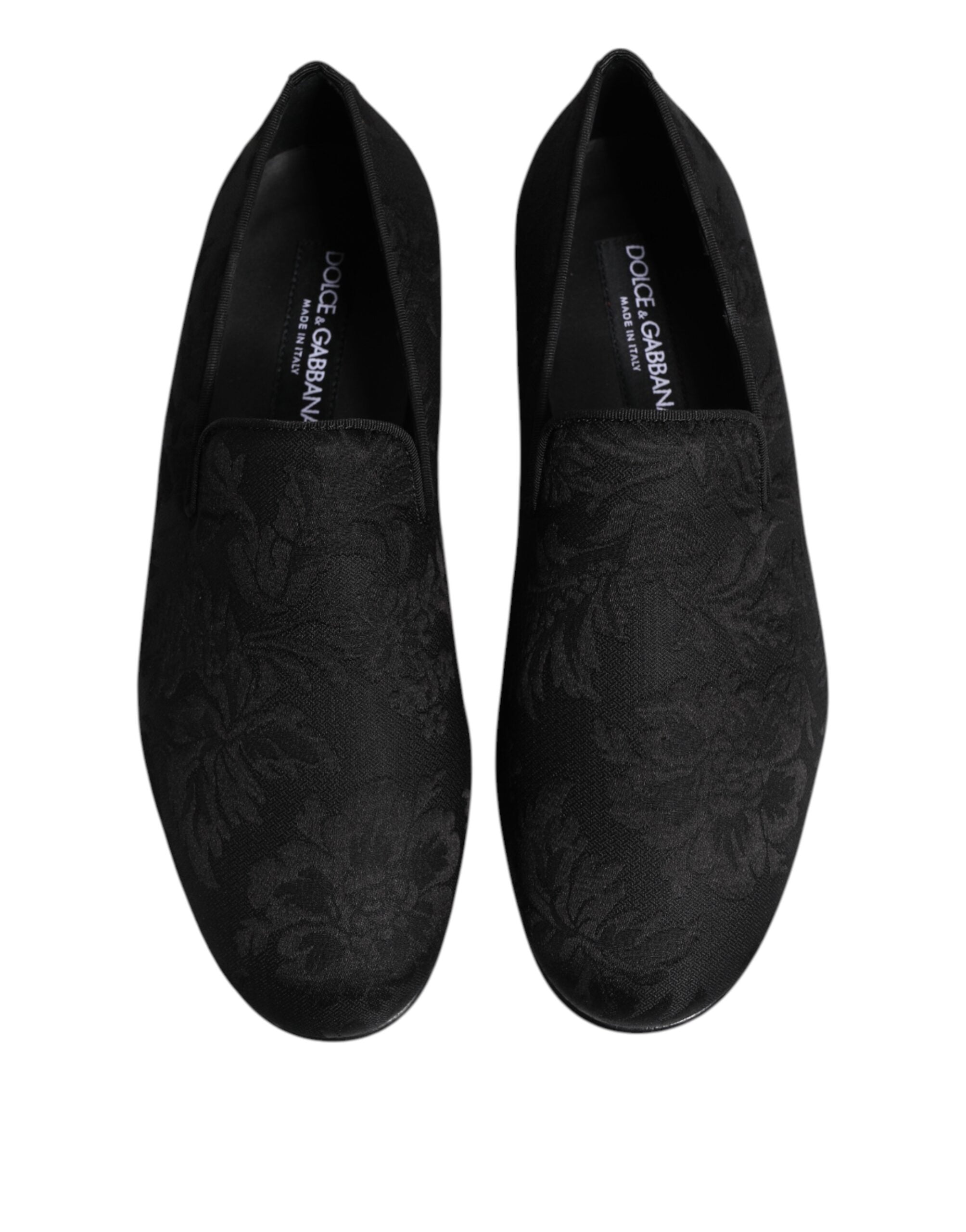 Pánské elegantní boty s černými květinovými mokasíny z brokátu