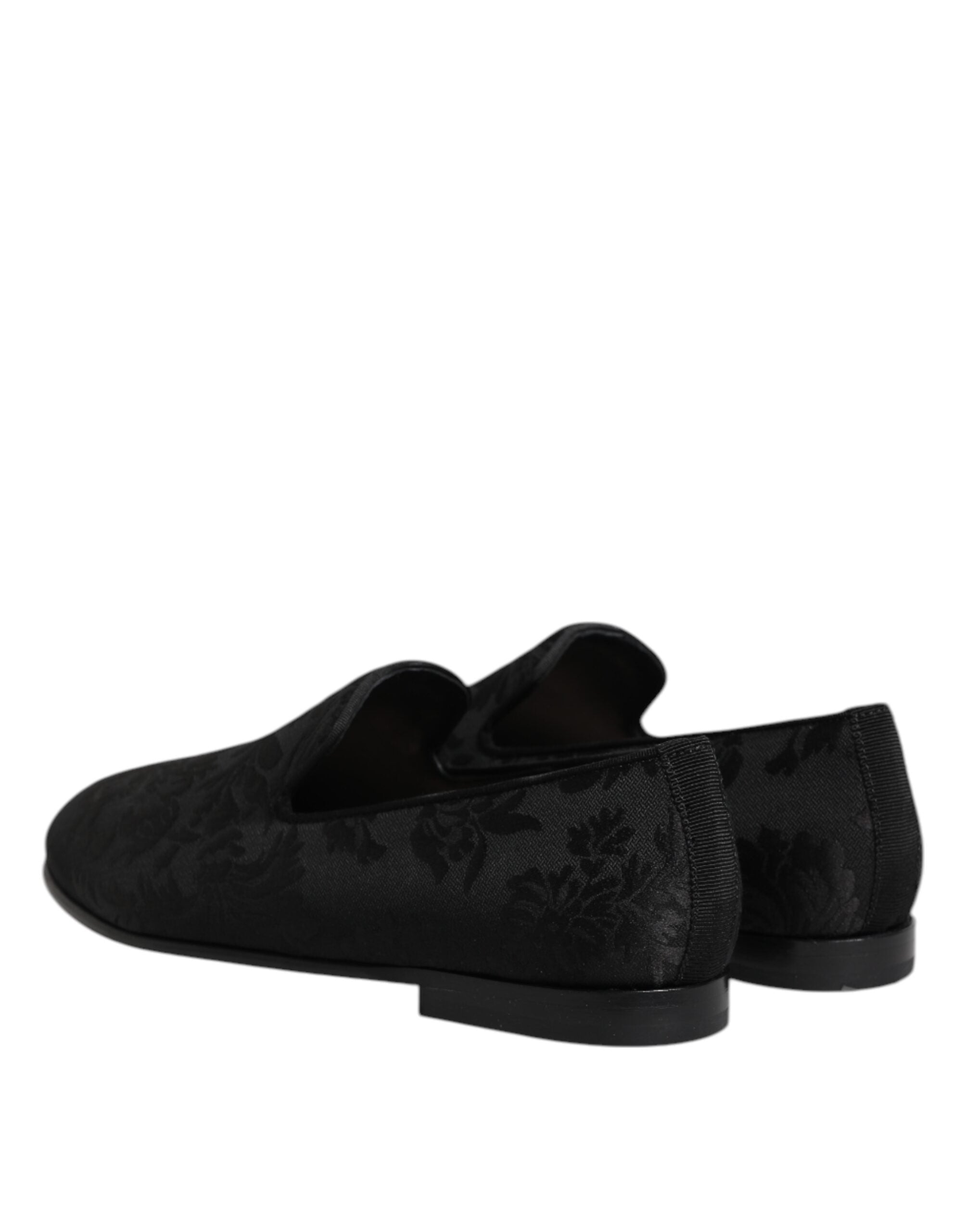 Pánské elegantní boty s černými květinovými mokasíny z brokátu
