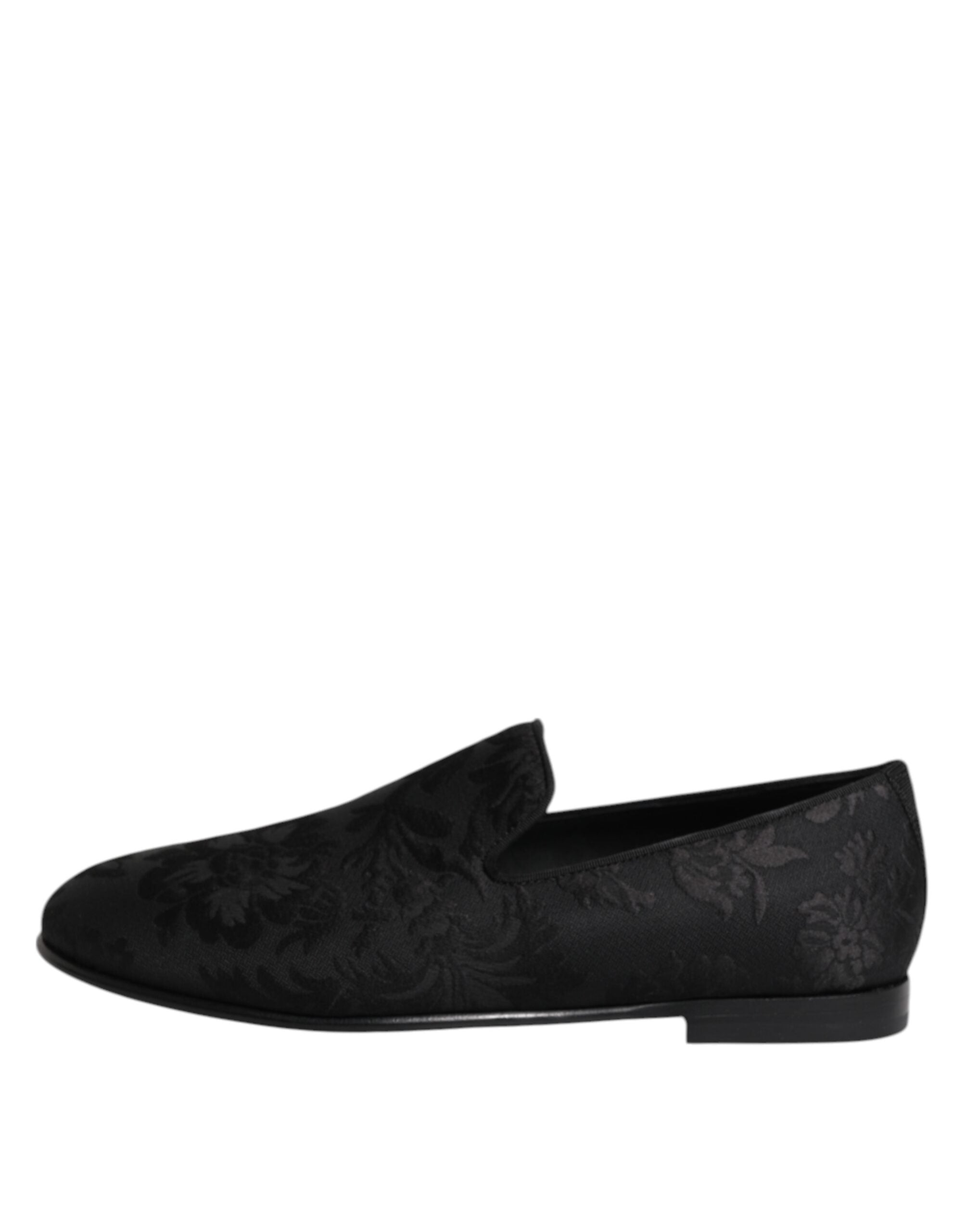 Pánské elegantní boty s černými květinovými mokasíny z brokátu