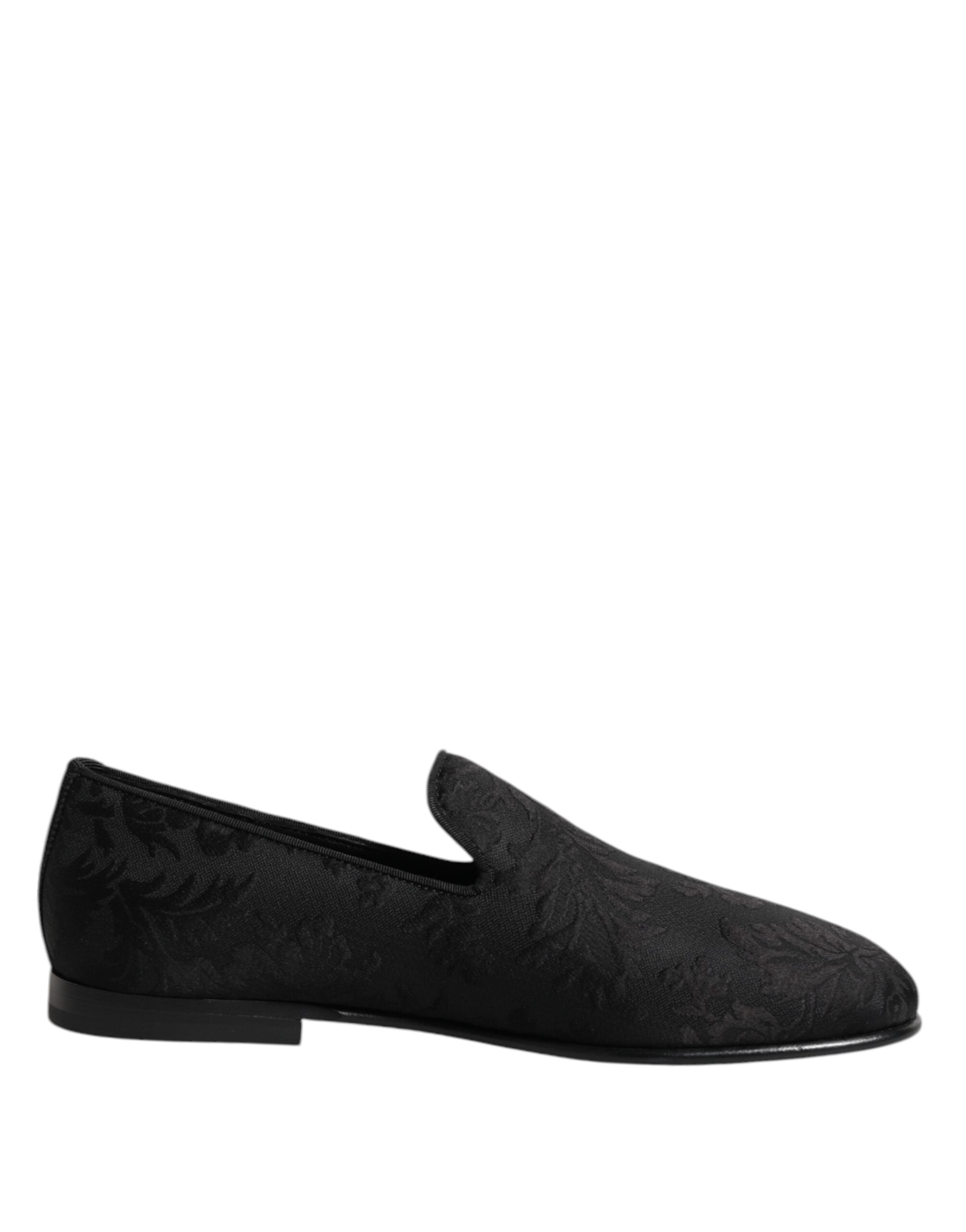 Pánské elegantní boty s černými květinovými mokasíny z brokátu
