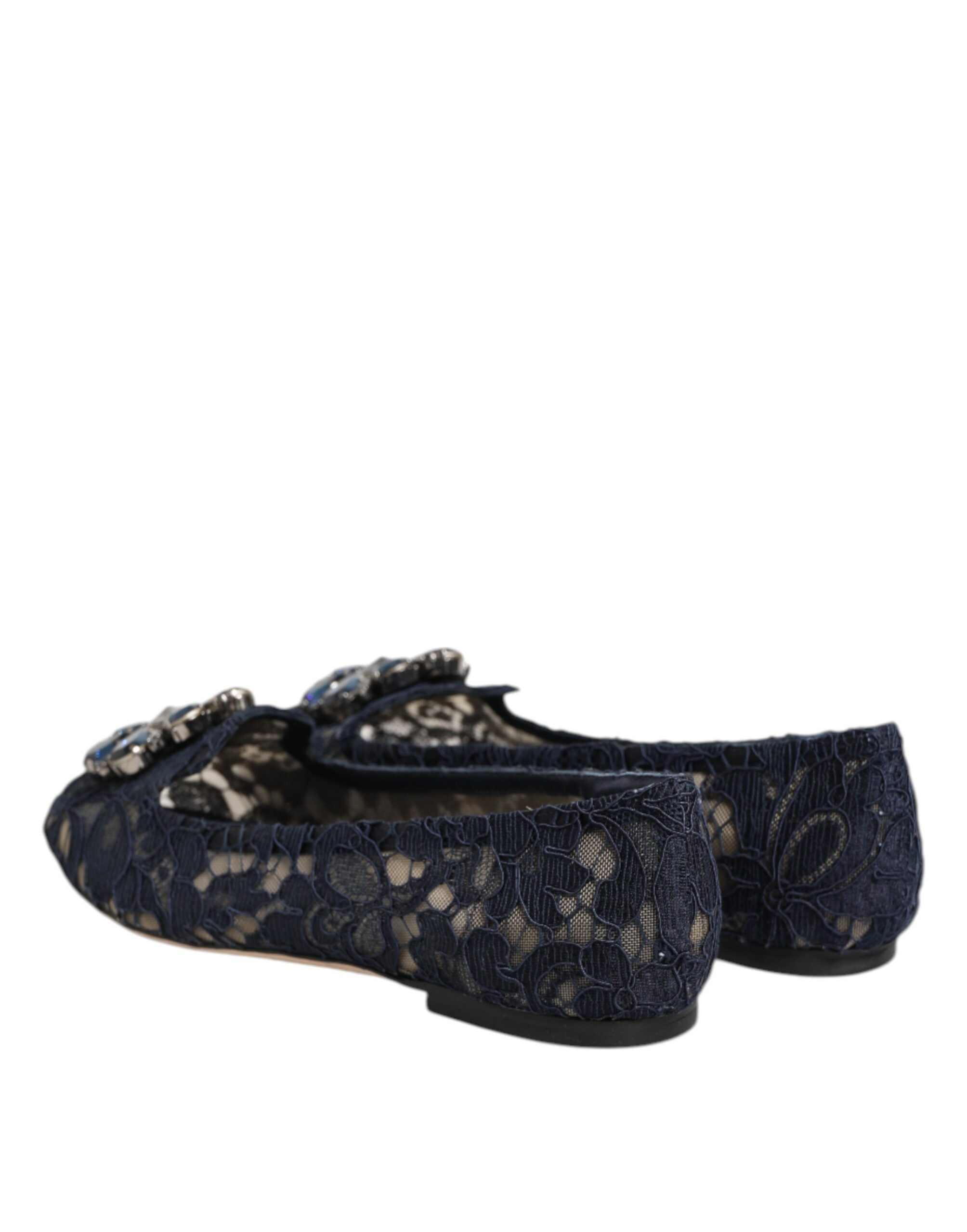 Blue Taormina Lace Crystals Flats Shoes