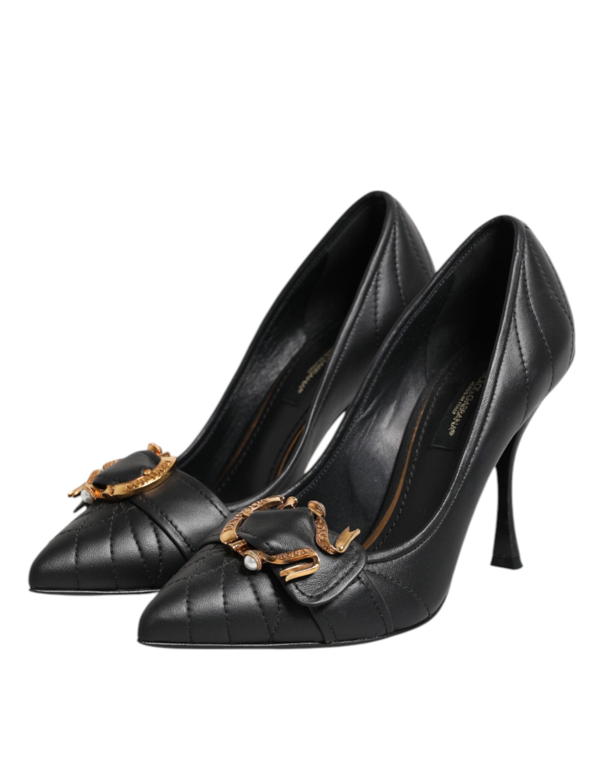 Black Devotion Leather Heels Pumps Shoes