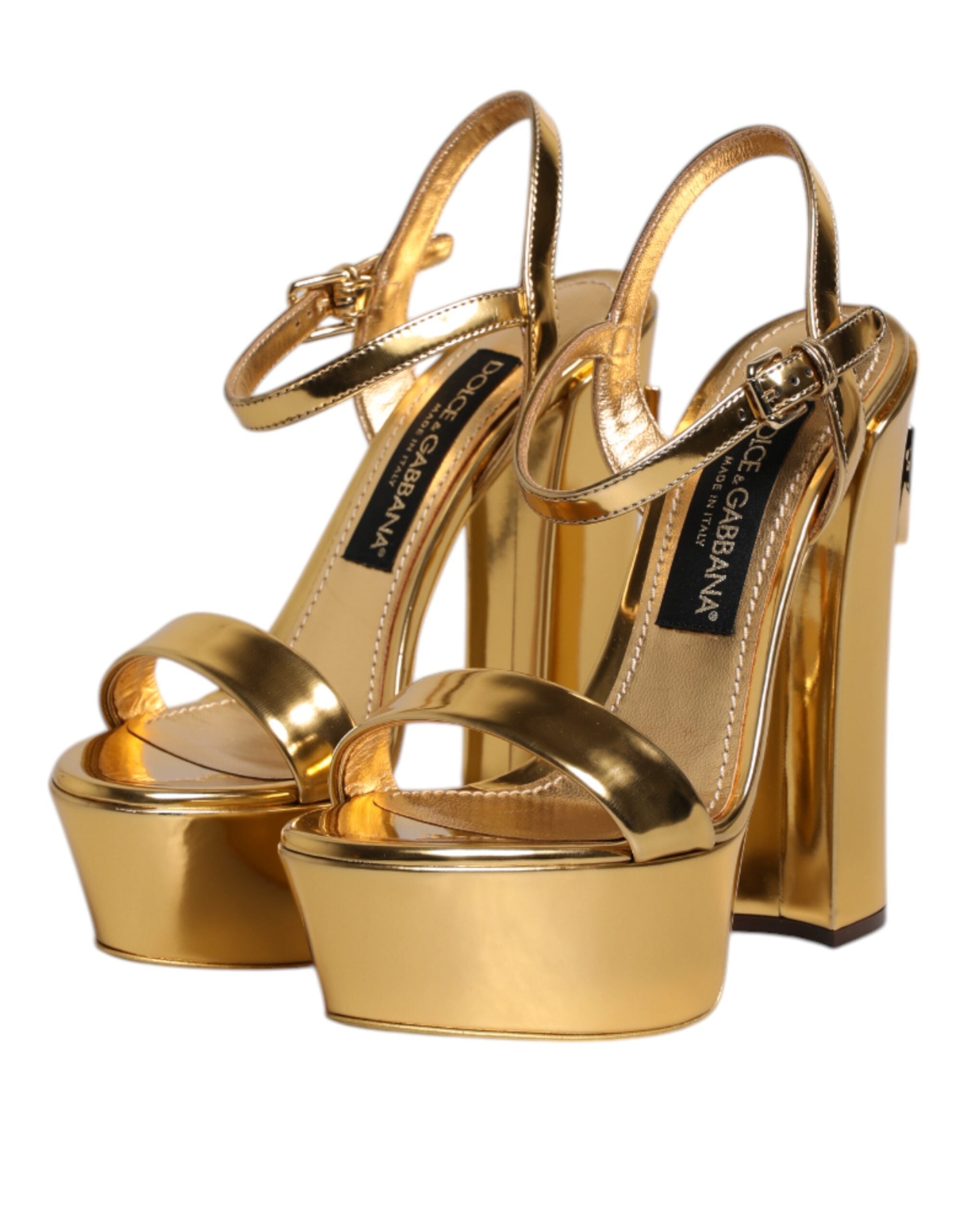 Gold Leather Platform Keira Sandals Shoes