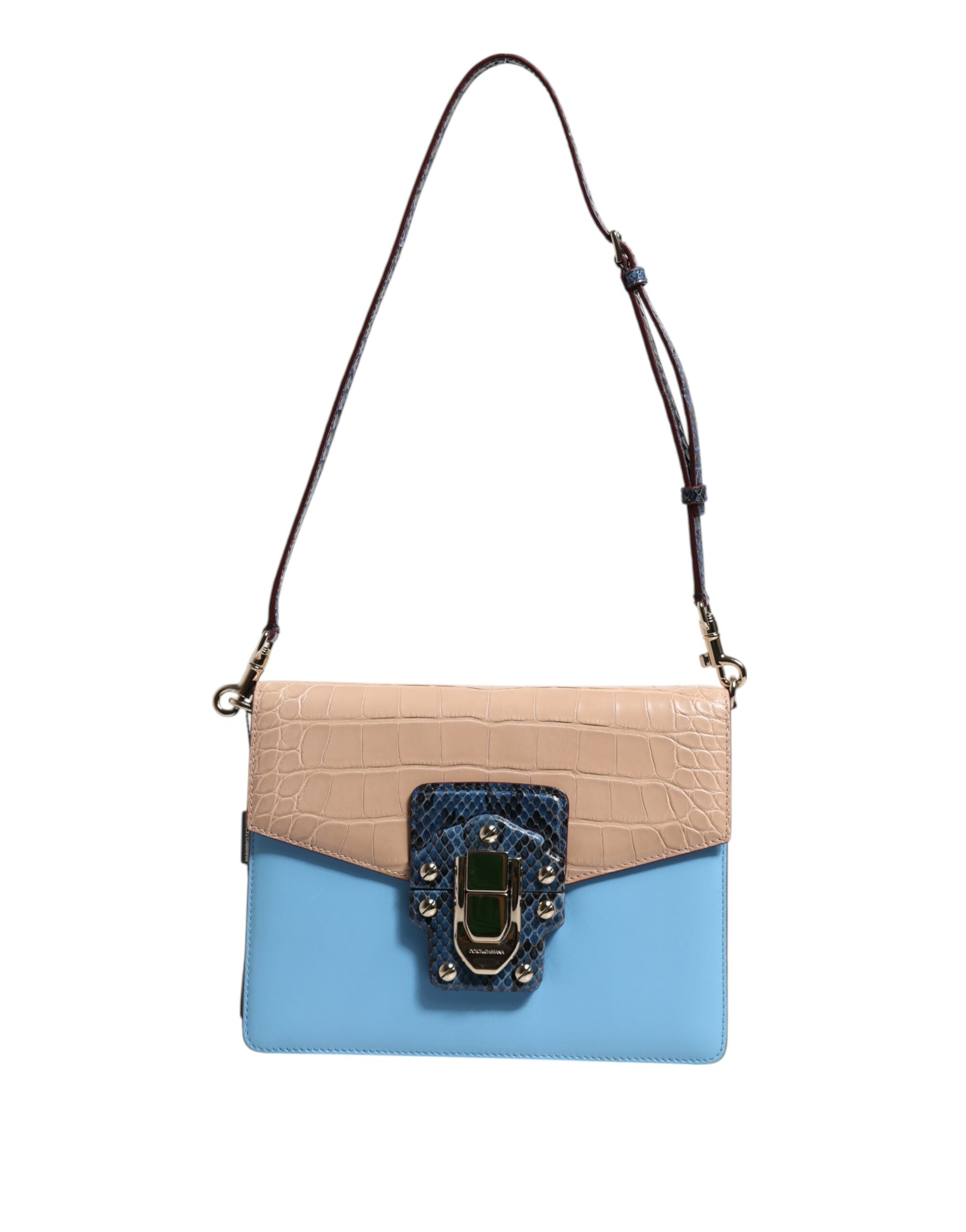 Modro-béžová crossbody kabelka LUCIA z exotické kůže