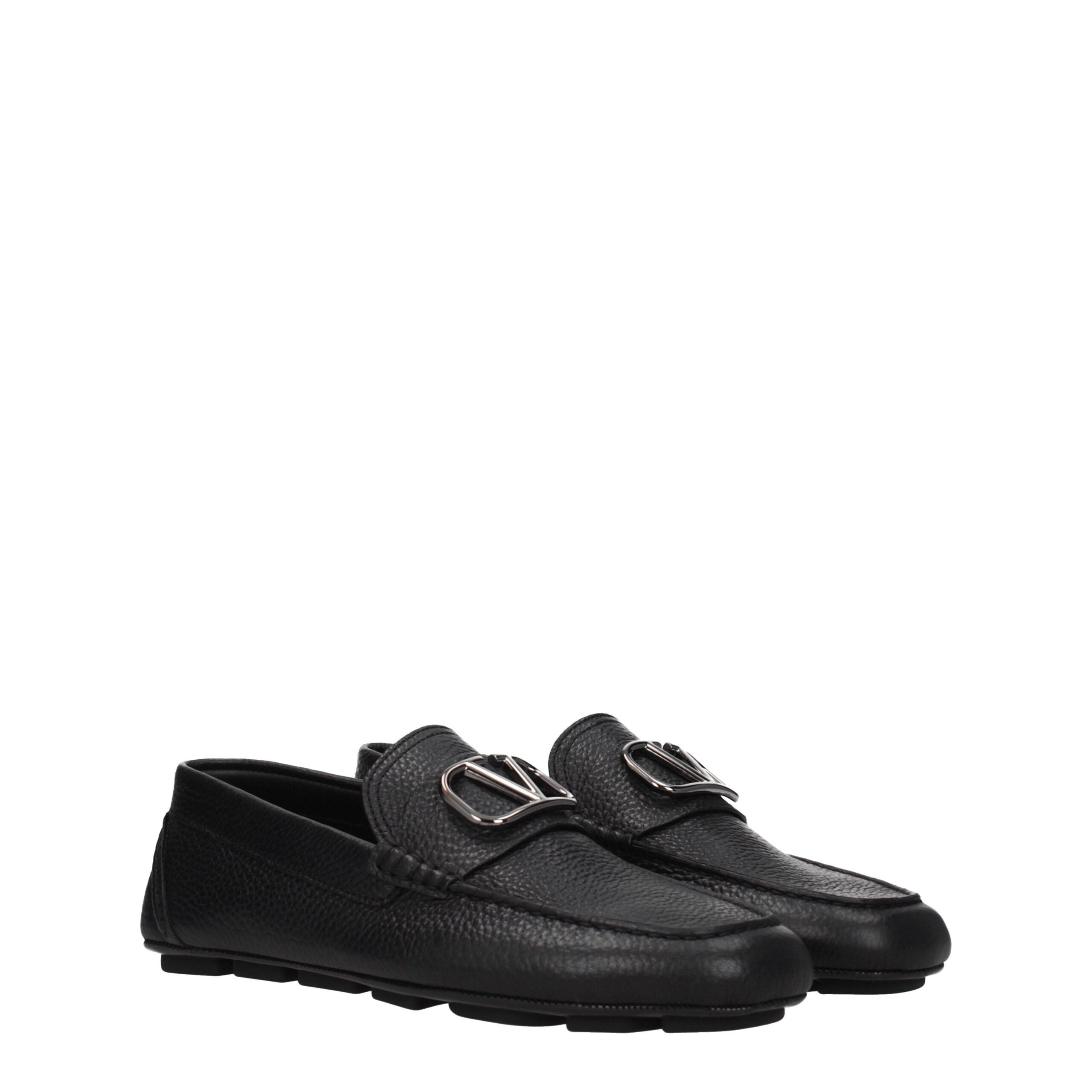 Black Leather Slip-On Loafers