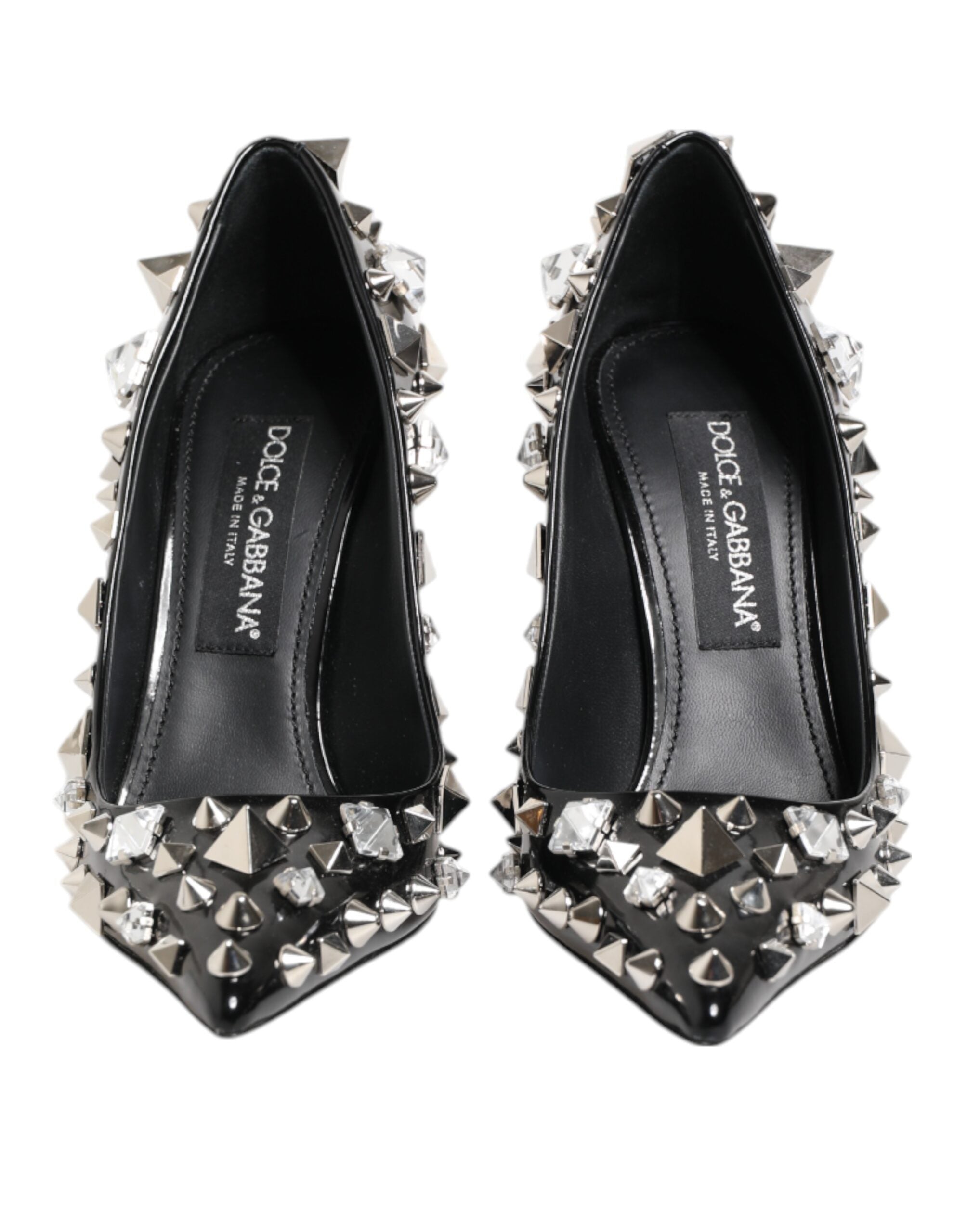 Black Crystals Studs Stiletto Pumps Shoes